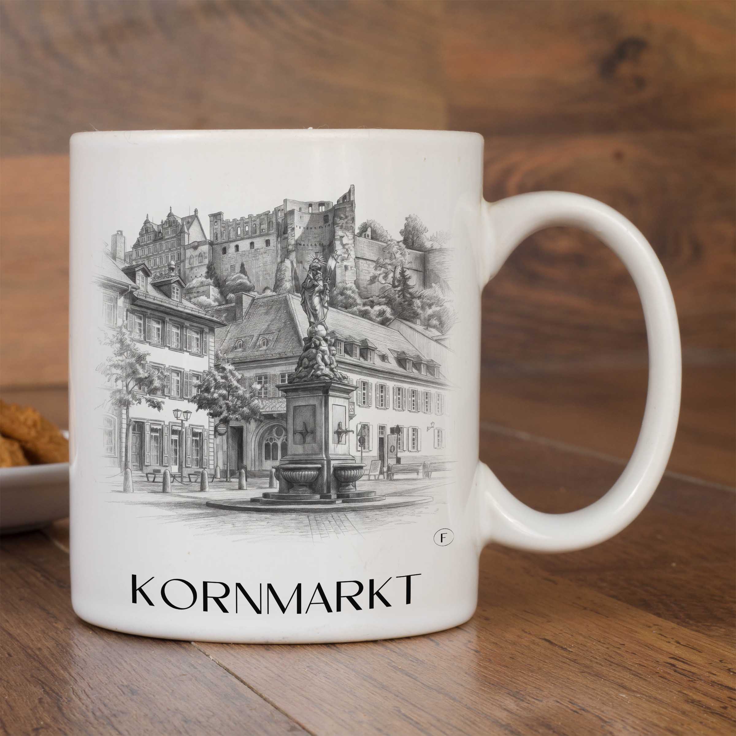 kornmarkt-heidelberg-deutschland-kaffeebecher-bleistift-zeichnung-drawing