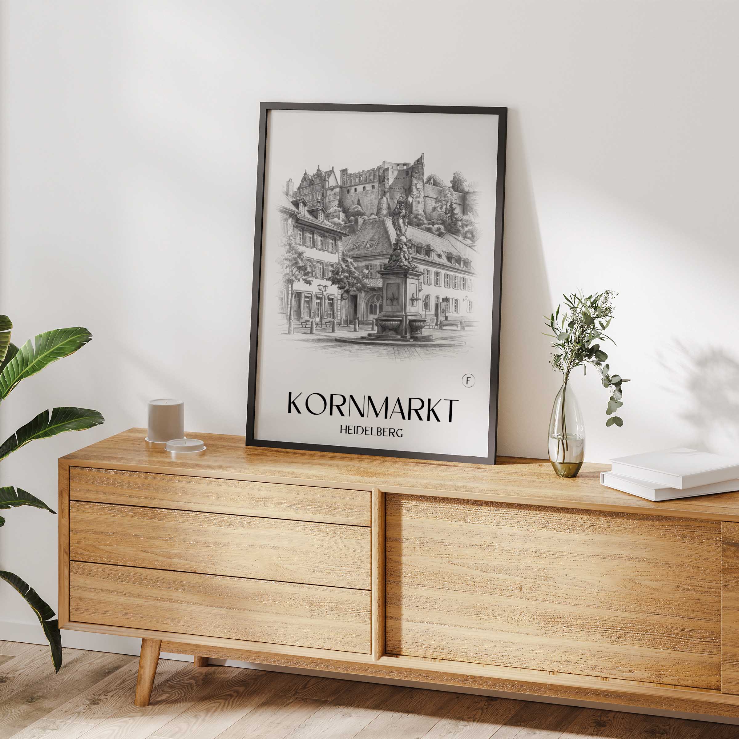 kornmarkt-heidelberg-deutschland-poster-bleistift-zeichnung-drawing