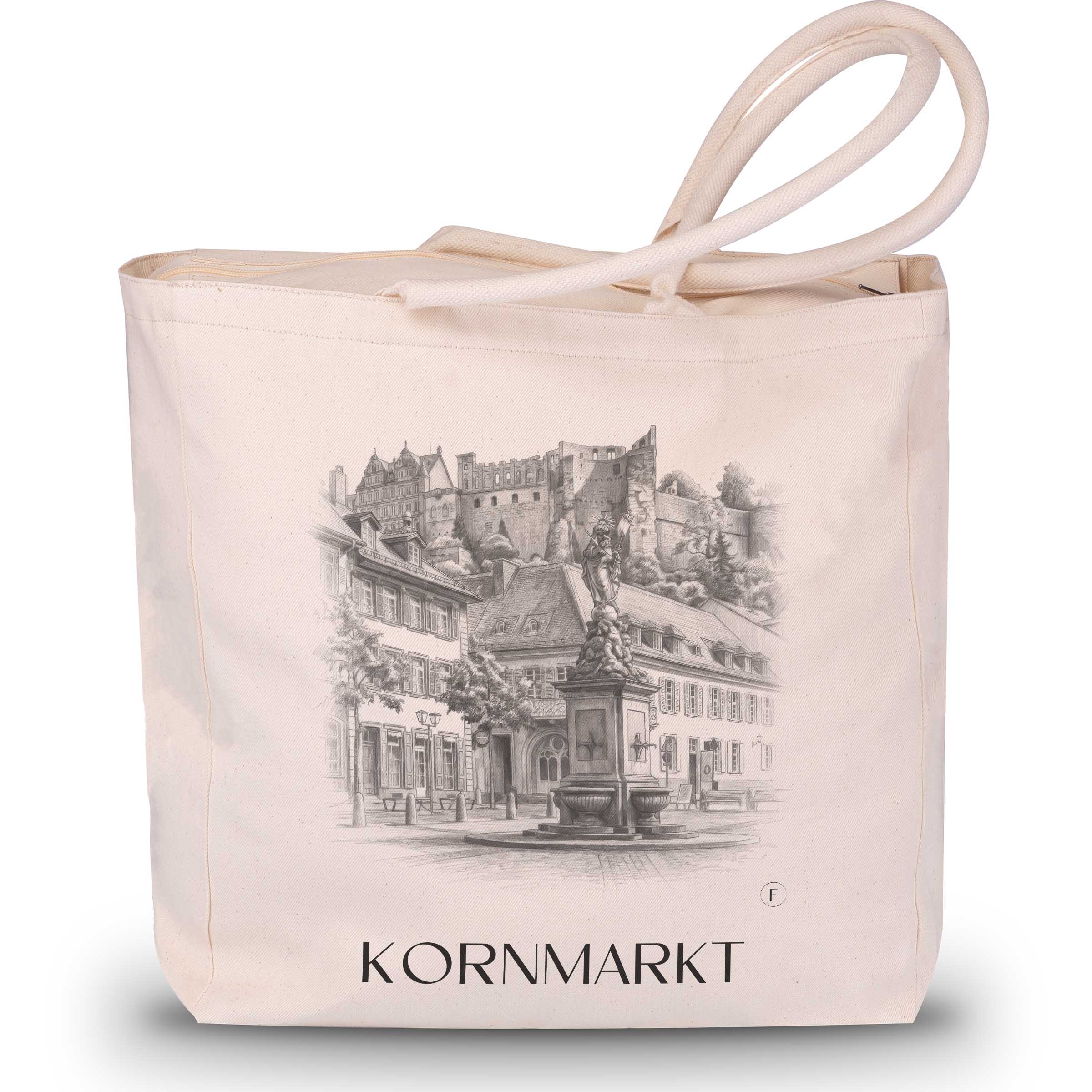 Kornmarkt Shopping Tasche - Heidelberg - Deutschland Tote Bag - Einkaufstasche im Zeichnung Stil - favplace