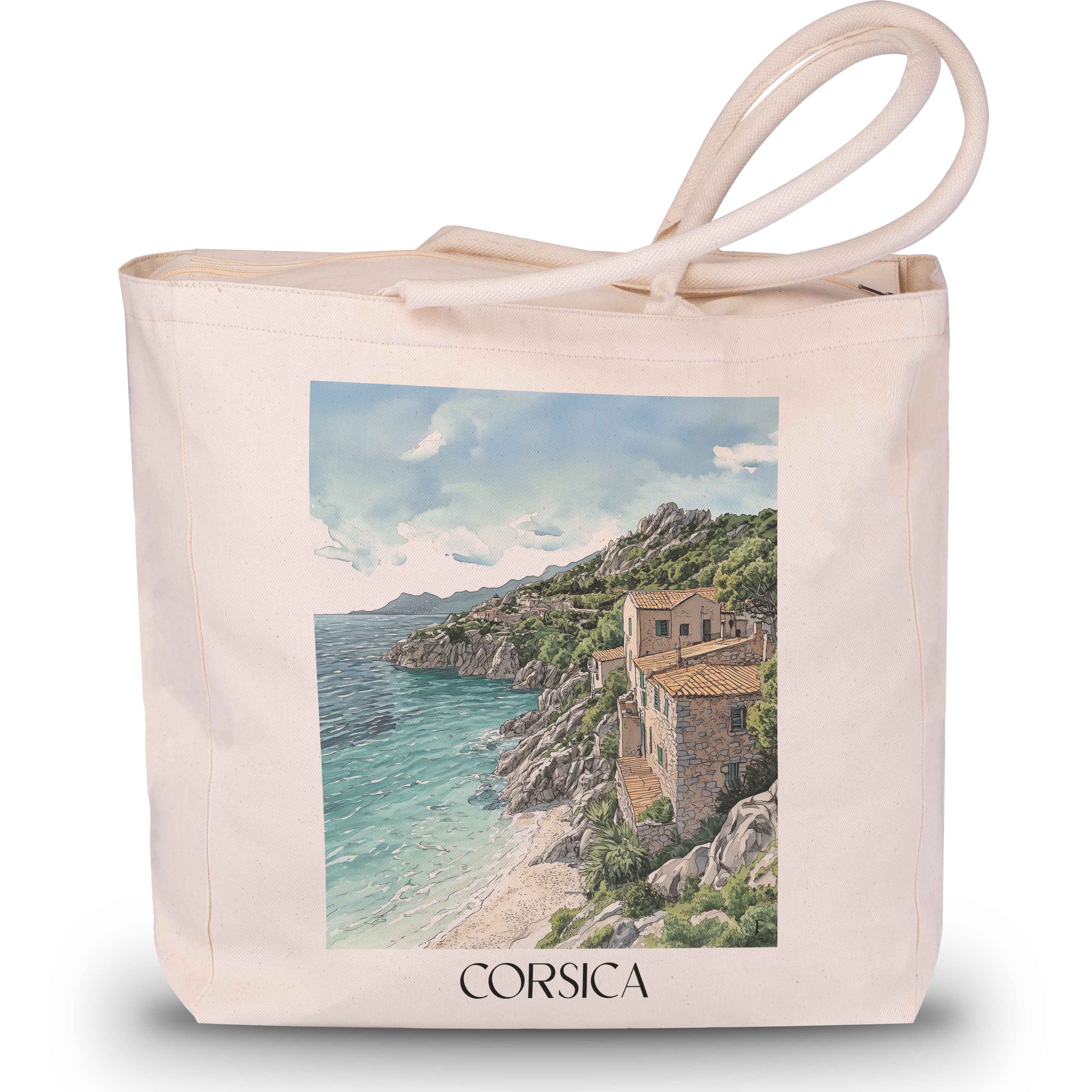 Korsika - Frankreich Tote Bag - Einkaufstasche im Aquarell Stil - favplace