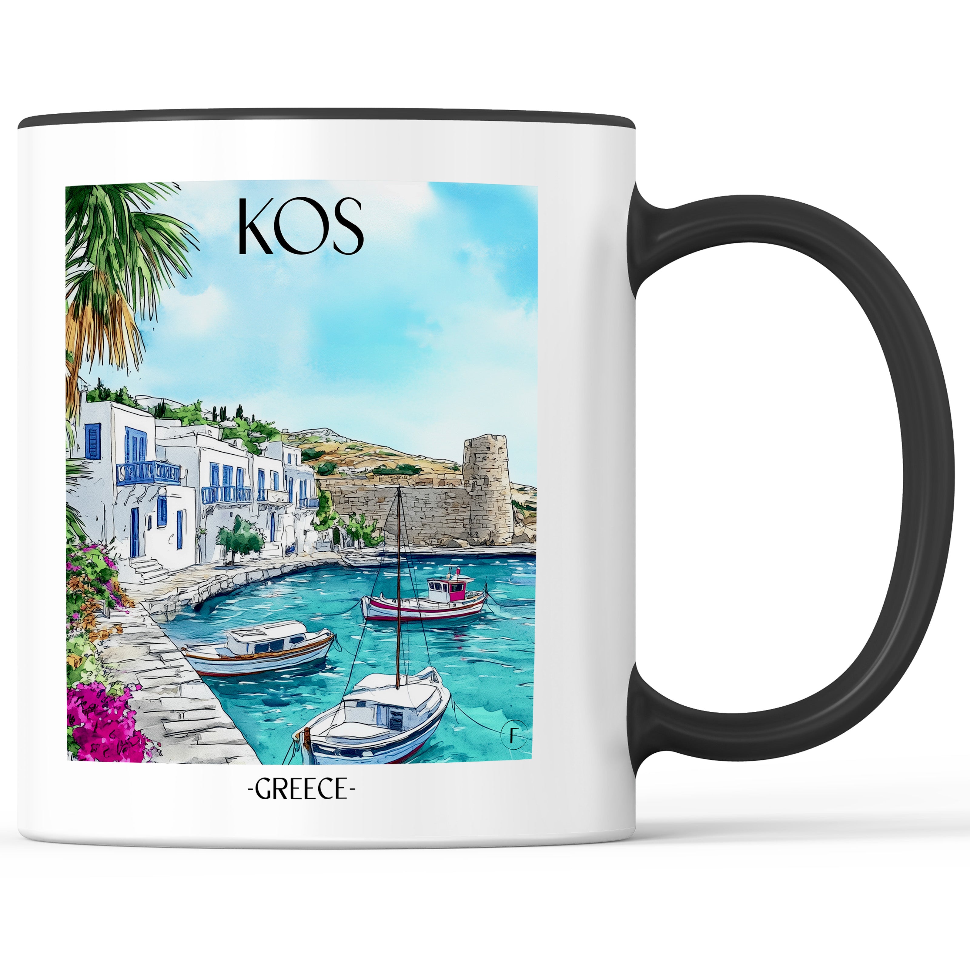 Kos - Griechenland Becher - Kaffeetasse im Aquarell Stil - favplace