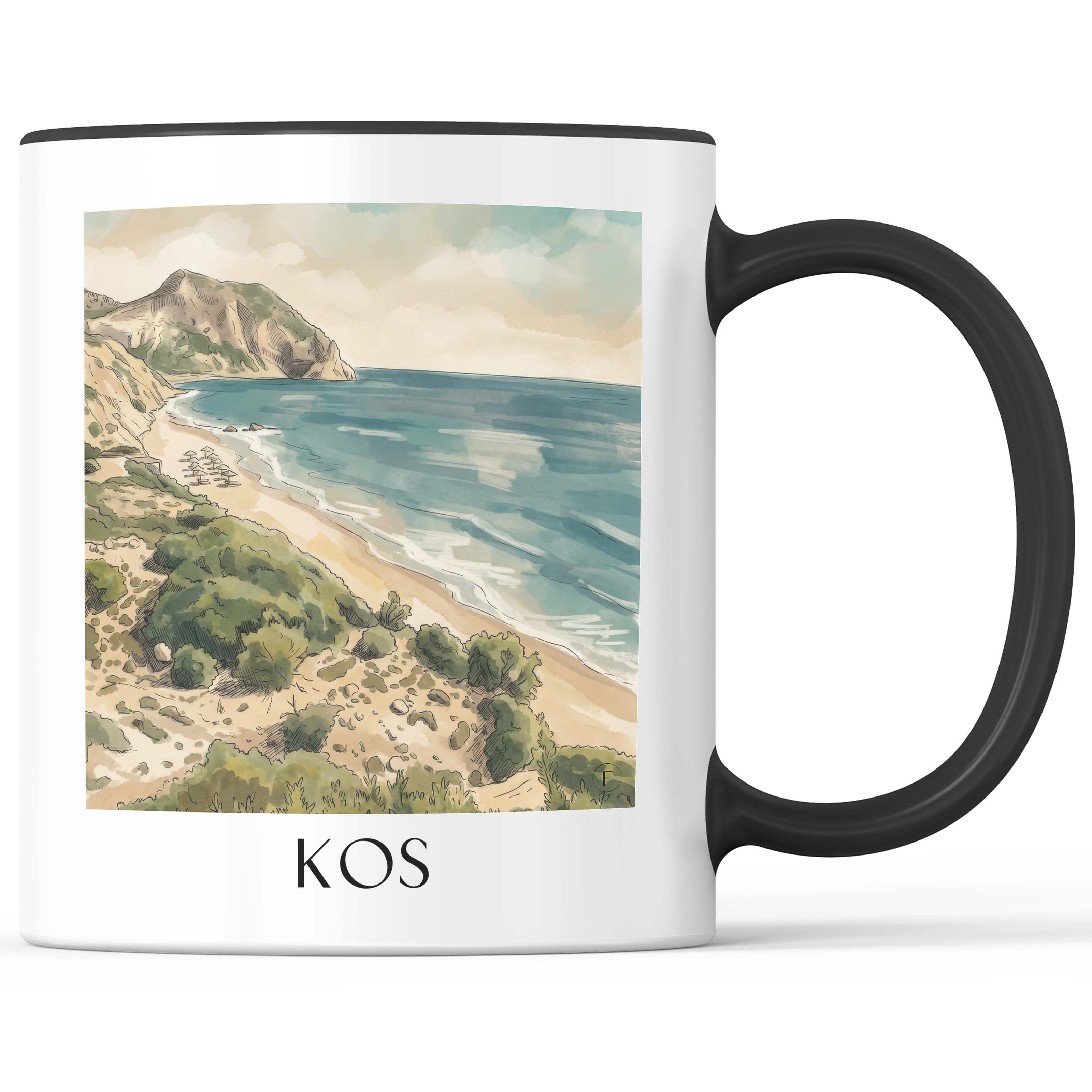 Kos - Griechenland Becher - Kaffeetasse im Aquarell Stil - favplace