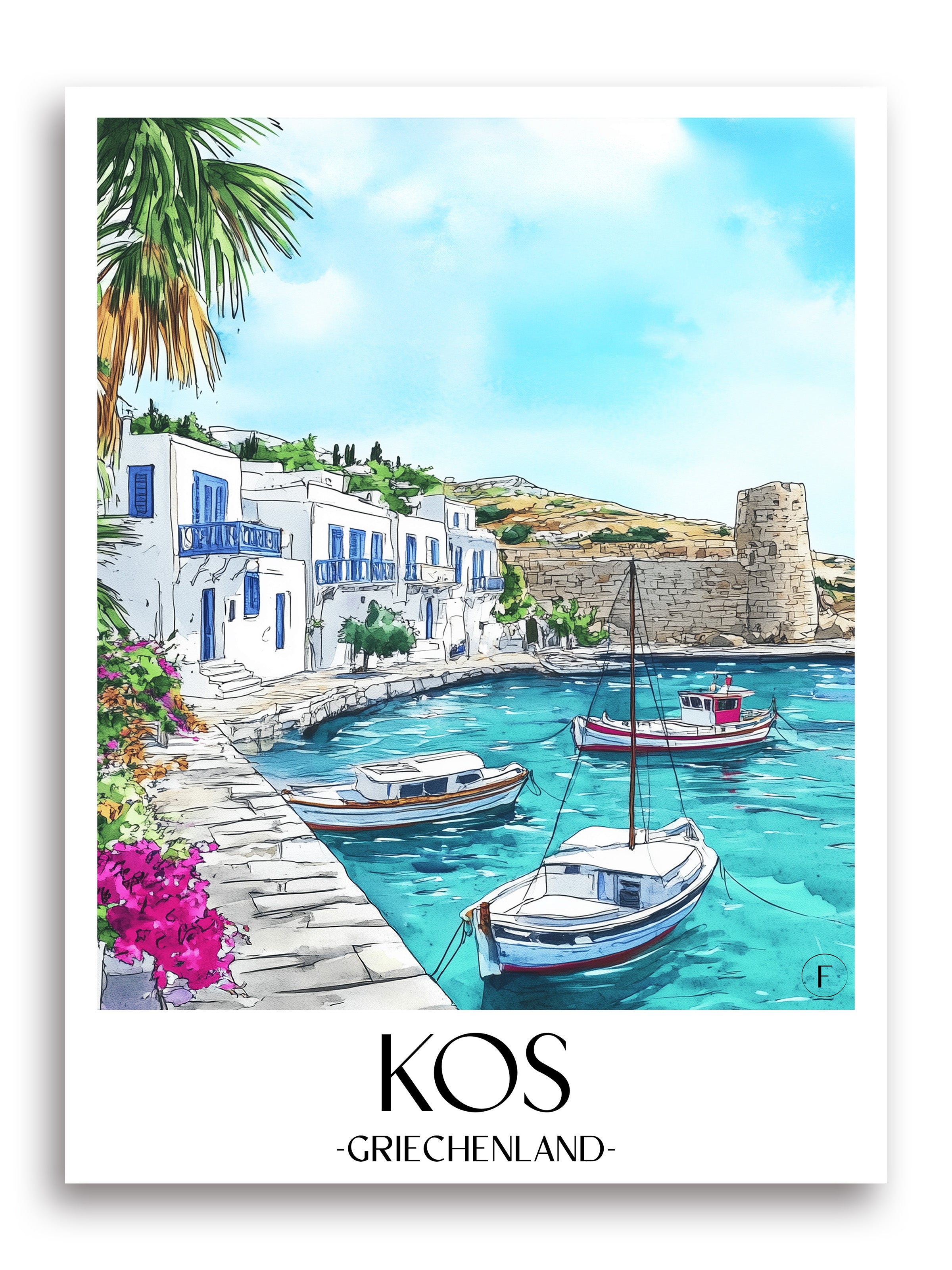 kos-griechenland-poster-aquarell