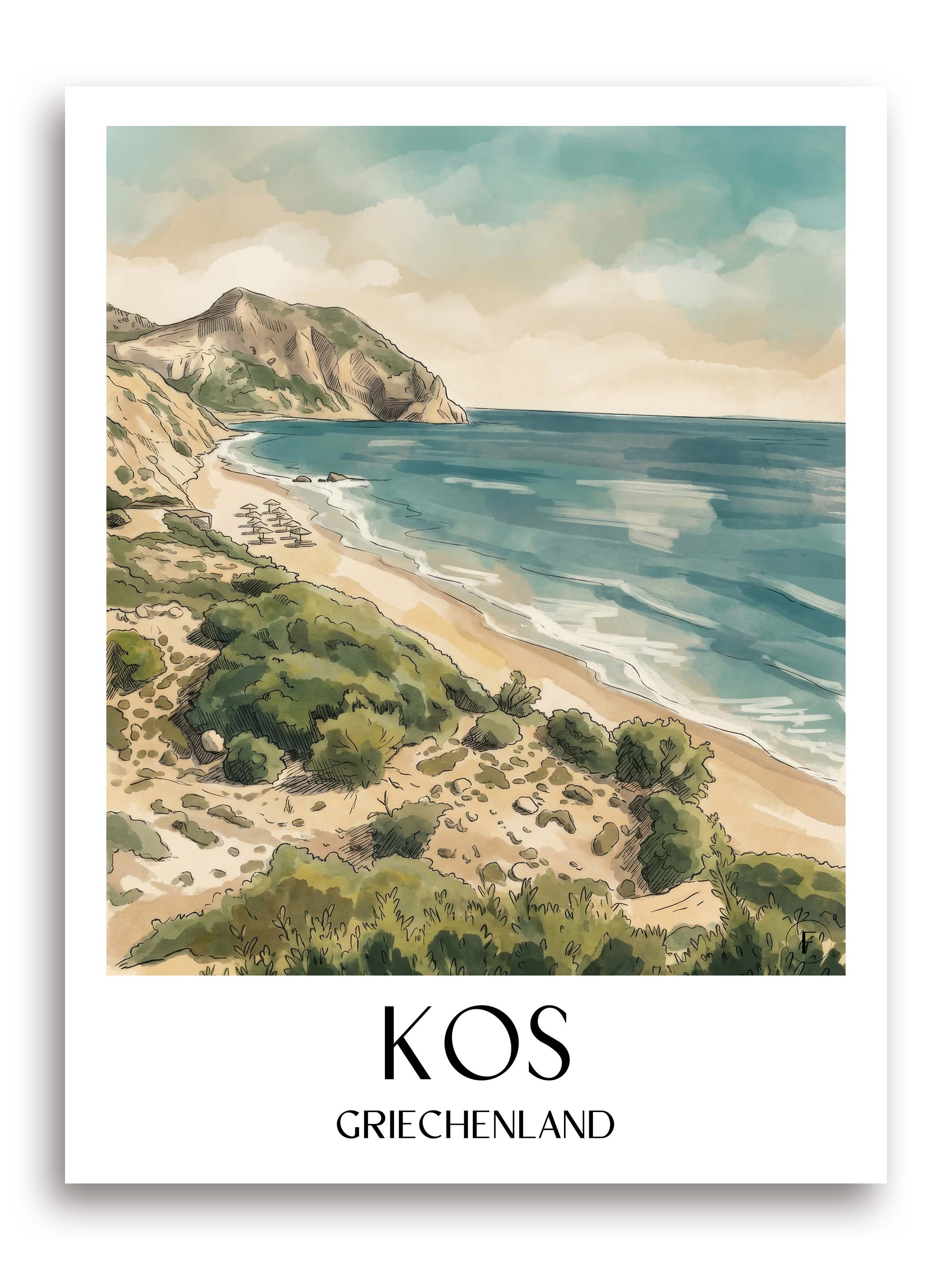 kos-griechenland-poster-aquarell