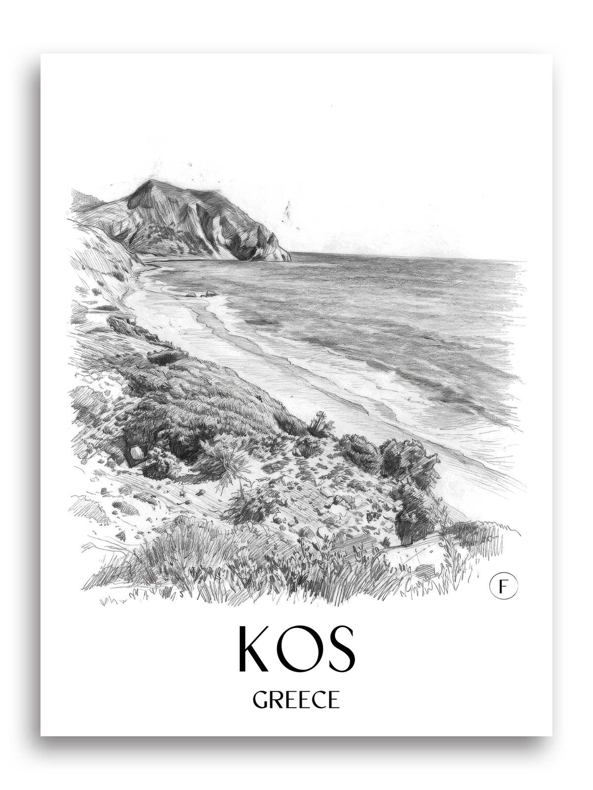 Kos Poster - - Griechenland Kunstdruck - Zeichnung von A4 bis A1 - favplace