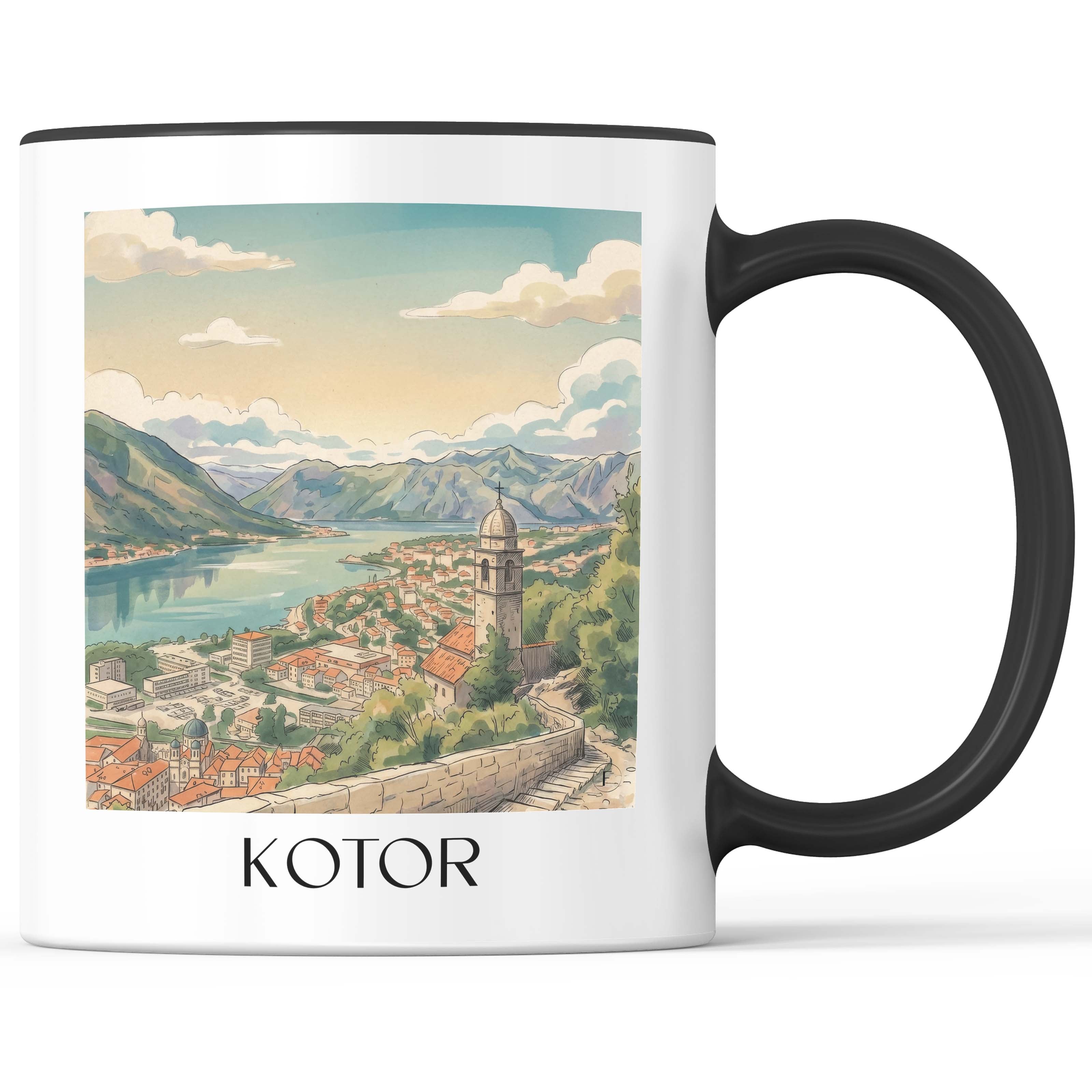 Kotor - Montenegro Becher - Kaffeetasse im Aquarell Stil - favplace