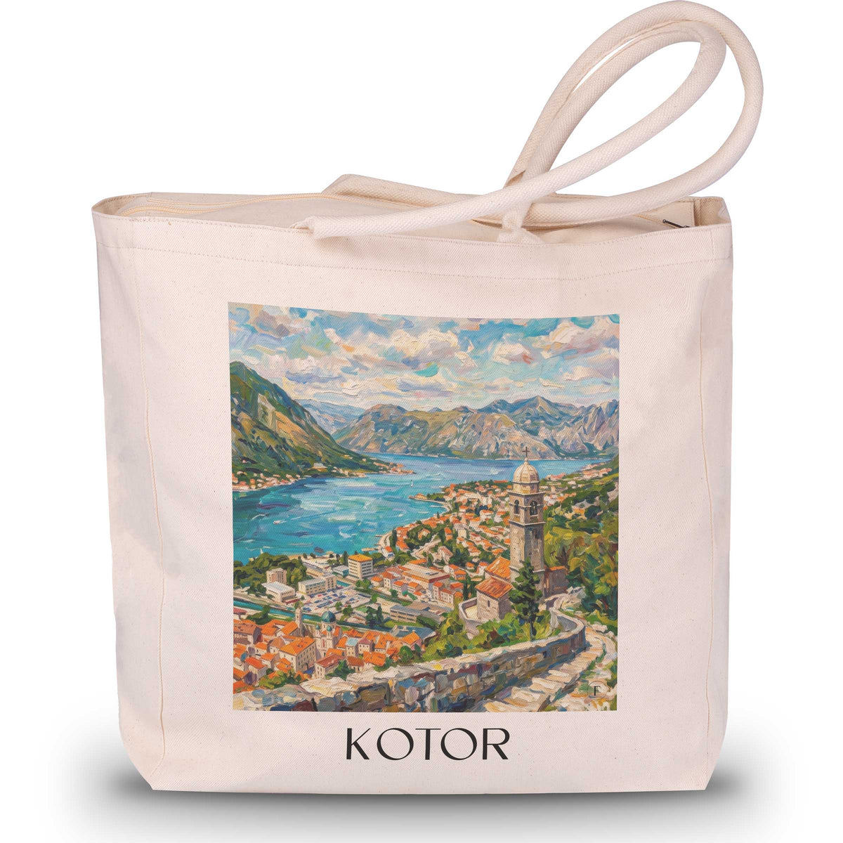 Kotor - Montenegro Tote Bag - Einkaufstasche im Ölgemälde Stil - favplace