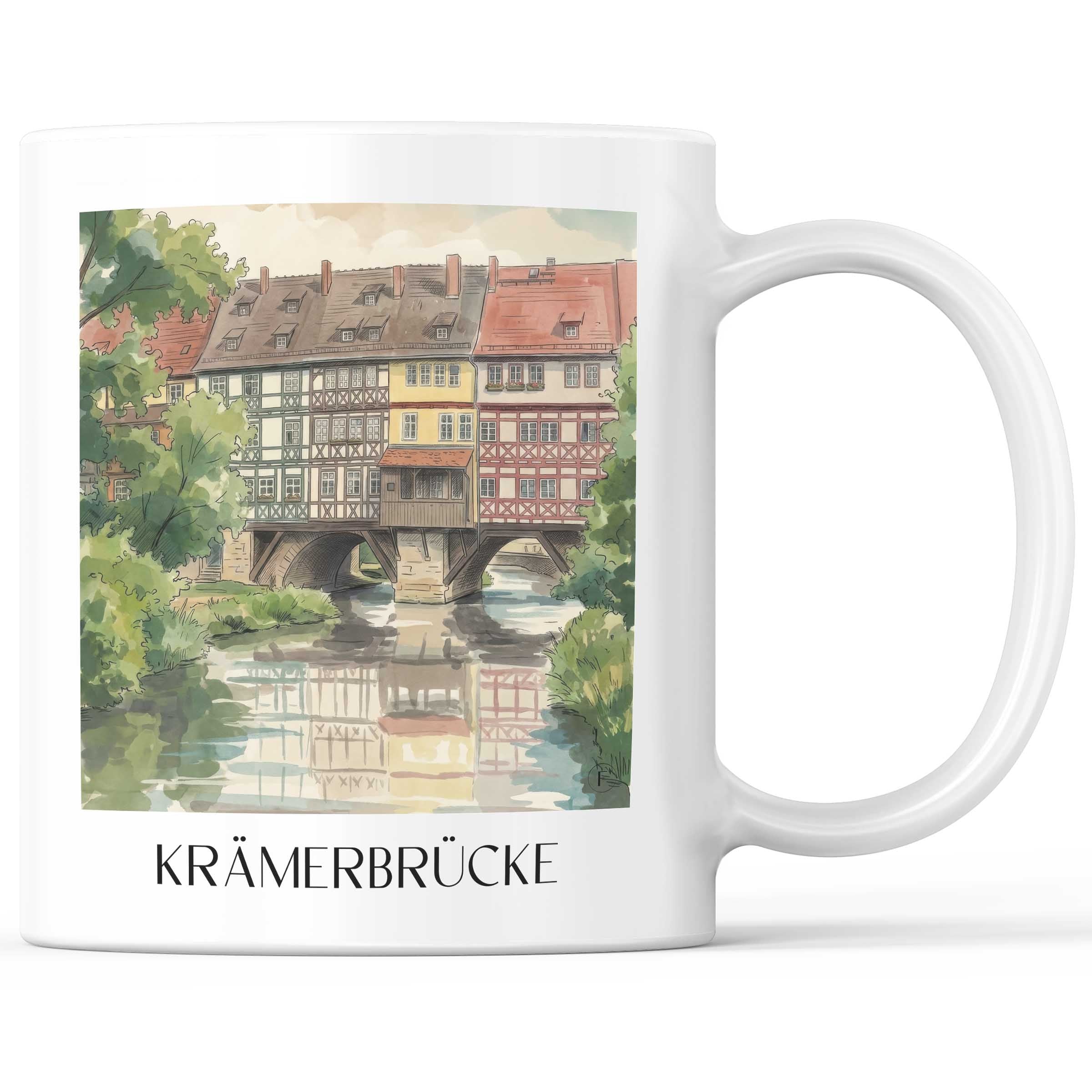 Krämerbrücke Kaffeebecher - Erfurt - Deutschland Becher - Kaffeetasse im Aquarell Stil - favplace