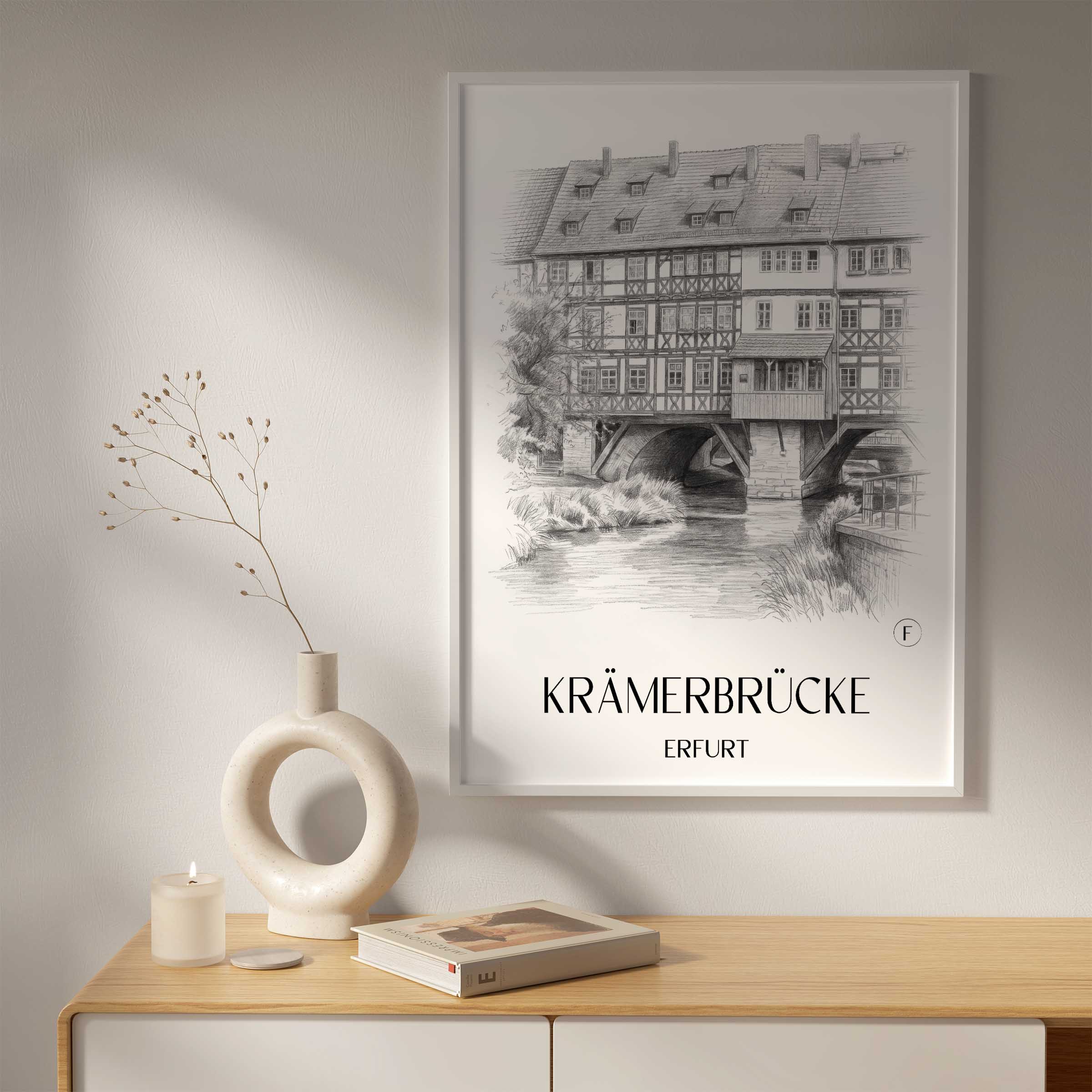 krämerbrücke-erfurt-deutschland-poster-bleistift-zeichnung-drawing