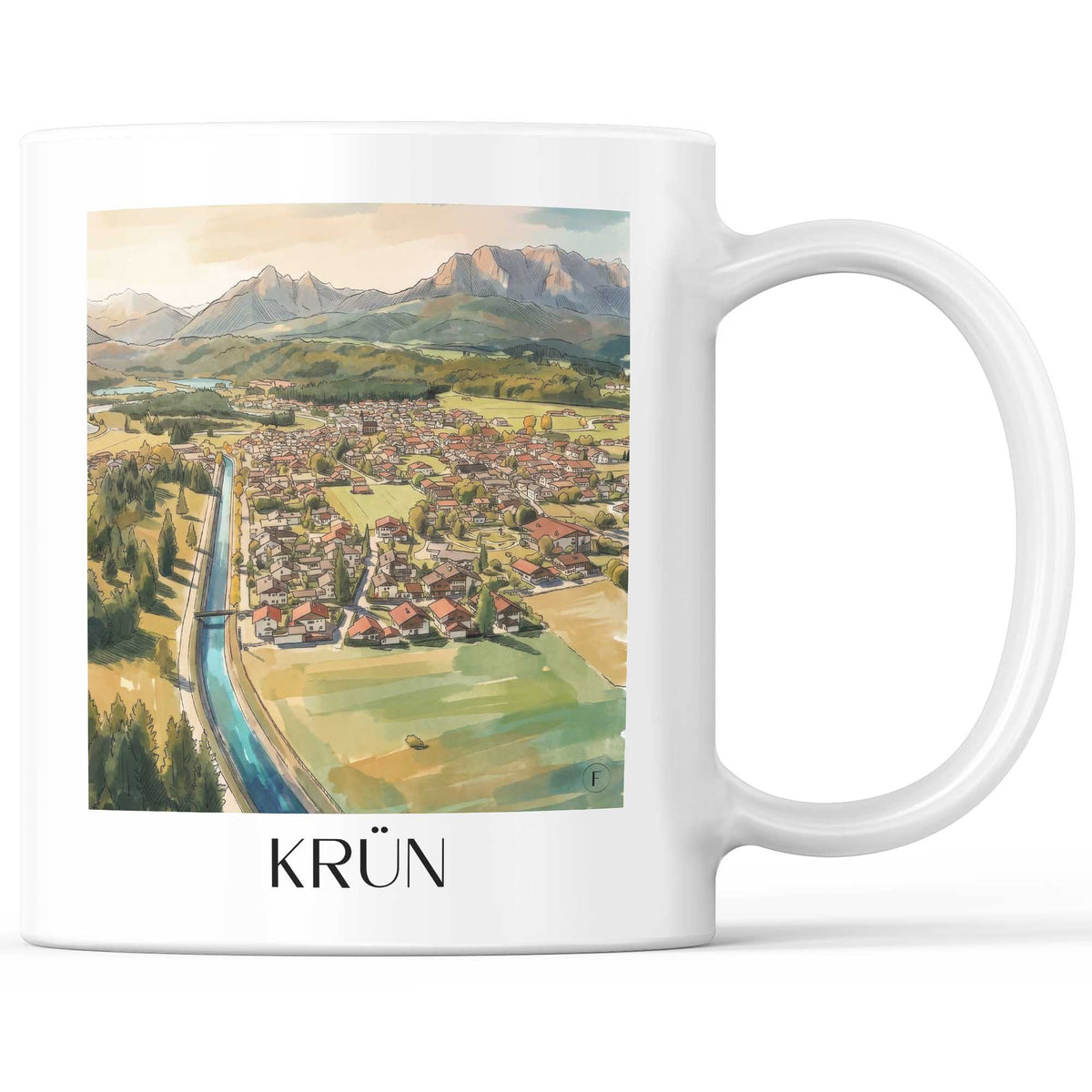 Krün Kaffeebecher - Werdenfelser Land - Deutschland Becher - Kaffeetasse im Aquarell Stil - favplace