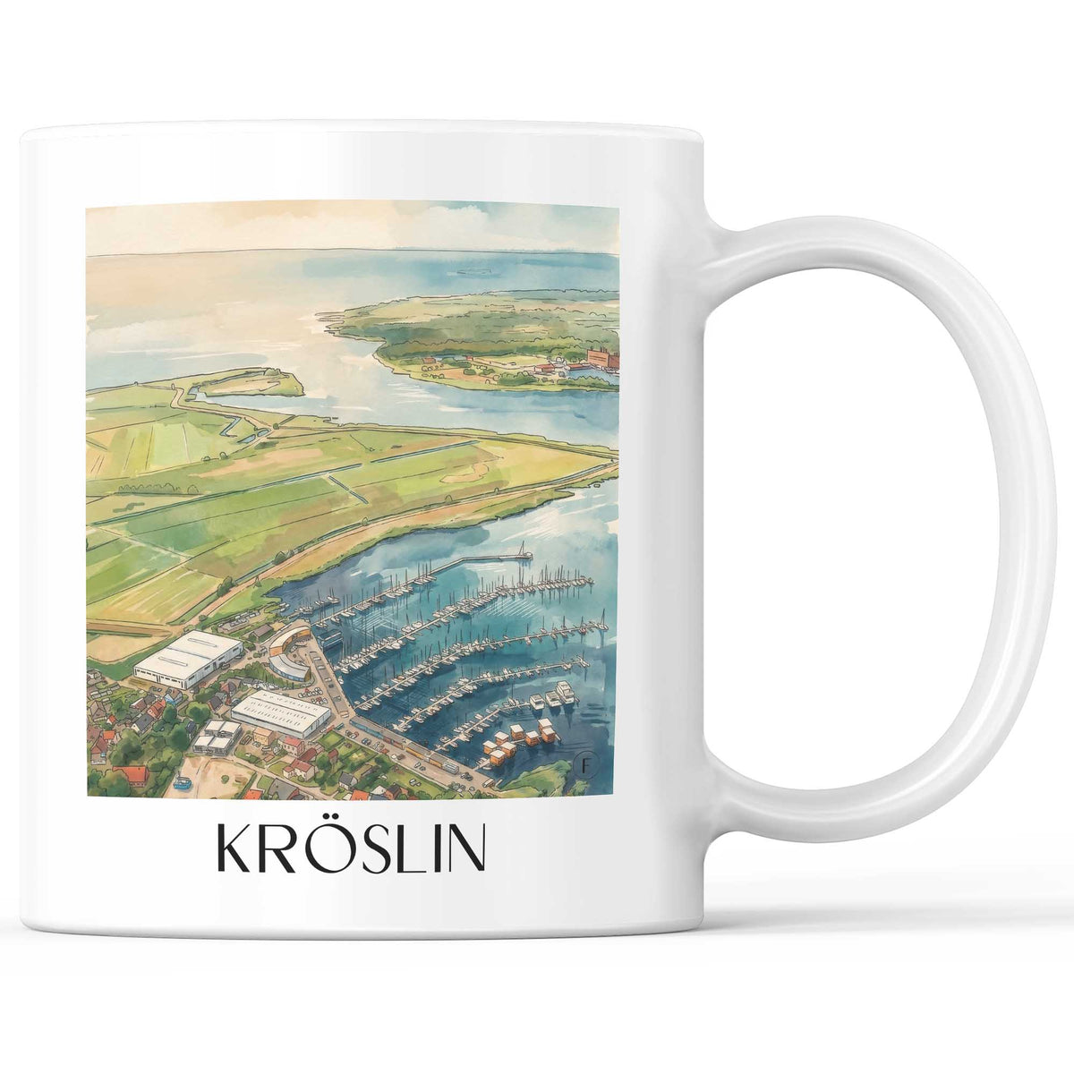 Kröslin Kaffeebecher - Mecklenburg-Vorpommern - Deutschland Becher - Kaffeetasse im Aquarell Stil - favplace