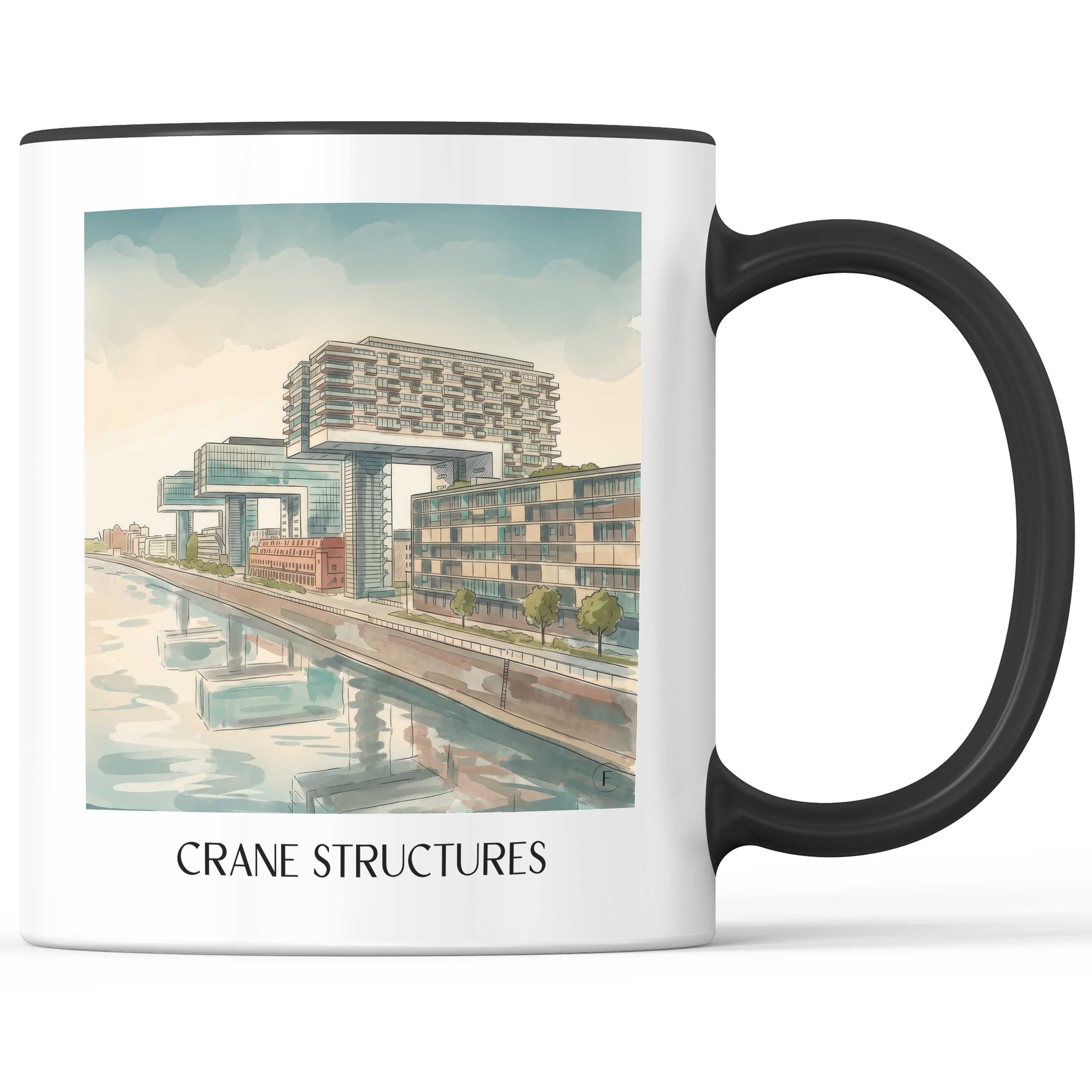 Kranbauten Kaffeebecher - Köln - Deutschland Becher - Kaffeetasse im Aquarell Stil - favplace