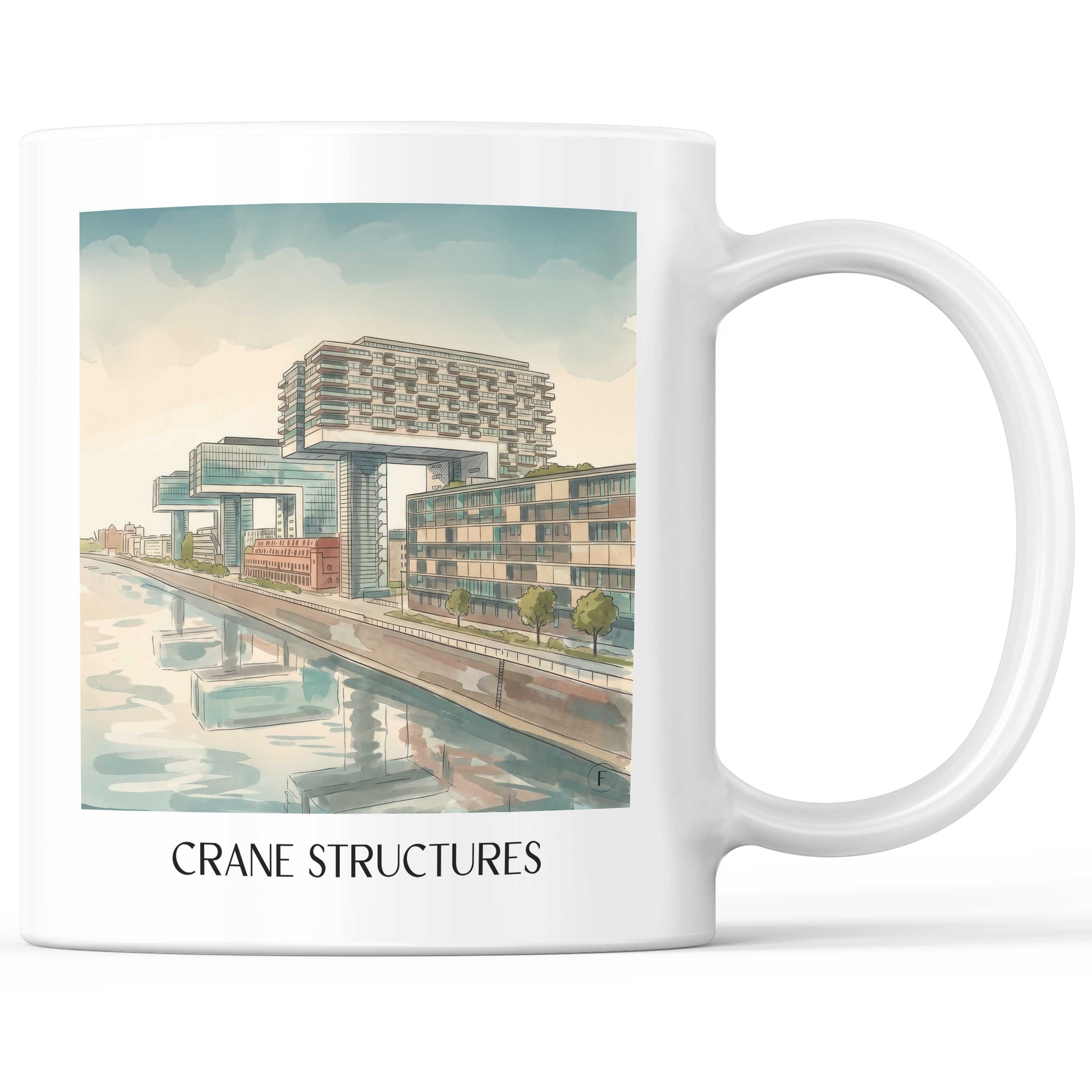 Kranbauten Kaffeebecher - Köln - Deutschland Becher - Kaffeetasse im Aquarell Stil - favplace