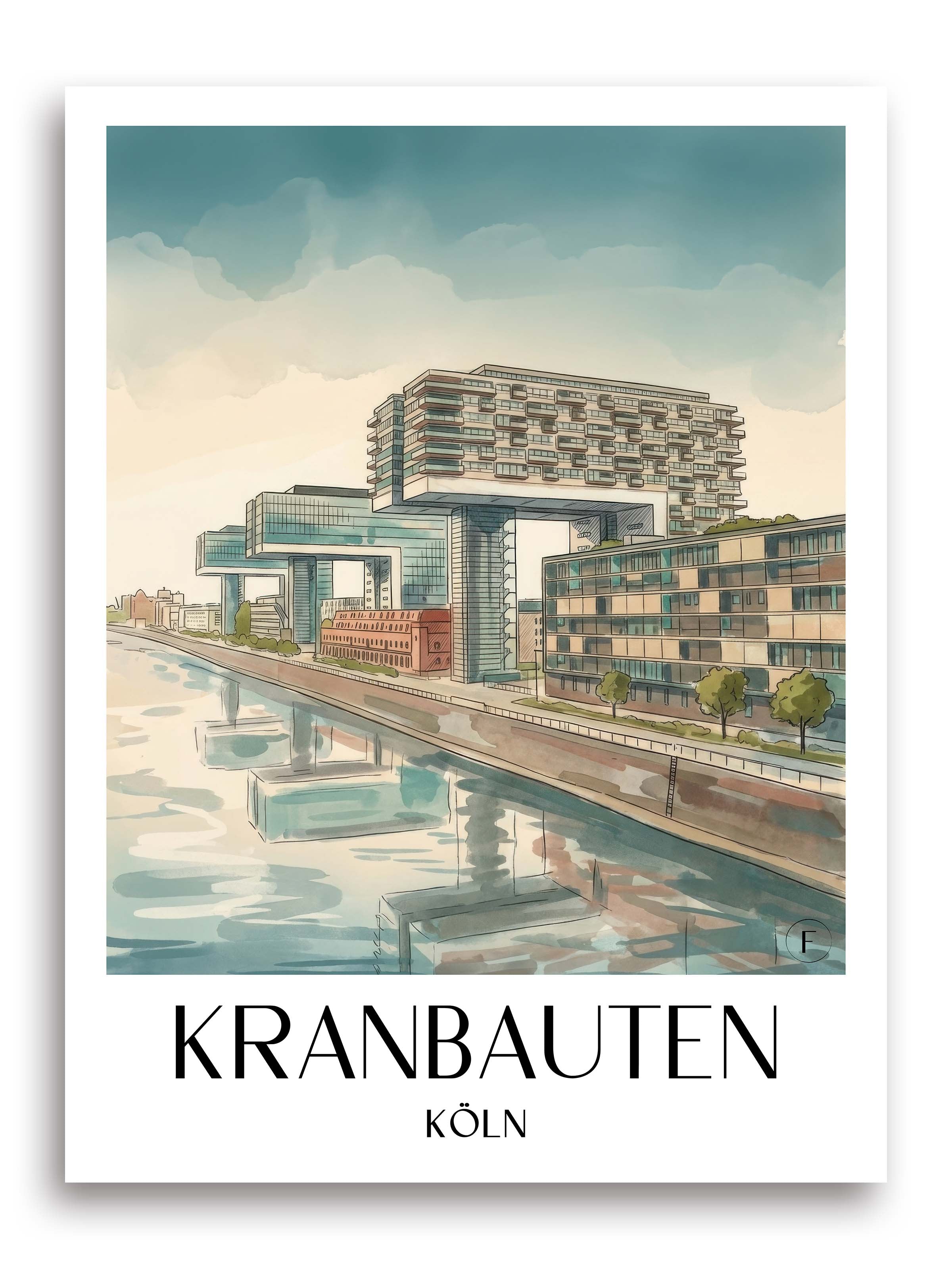 kranbauten-köln-deutschland-poster-aquarell