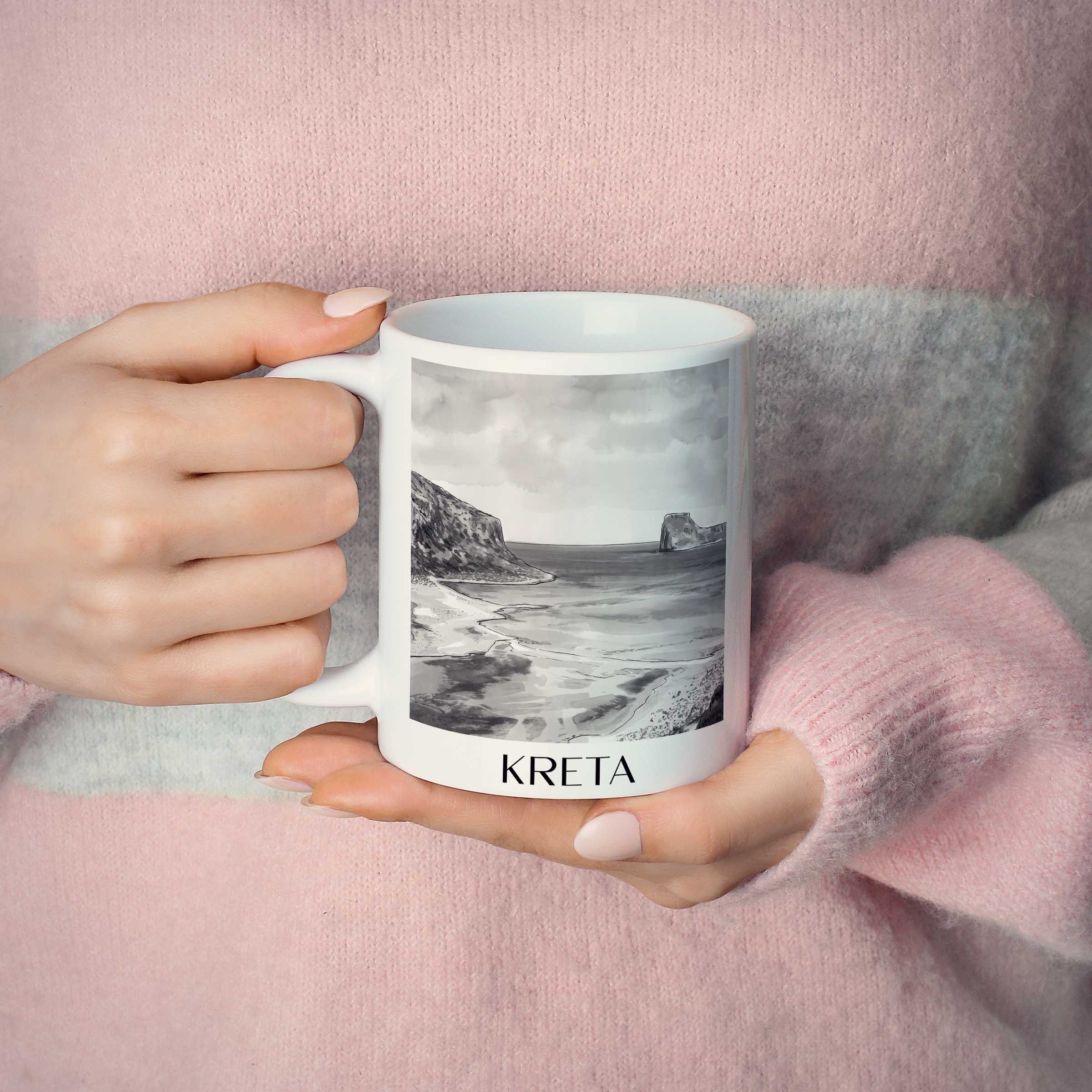 kreta-griechenland-kaffeebecher-aquarell-schwarz-weiss