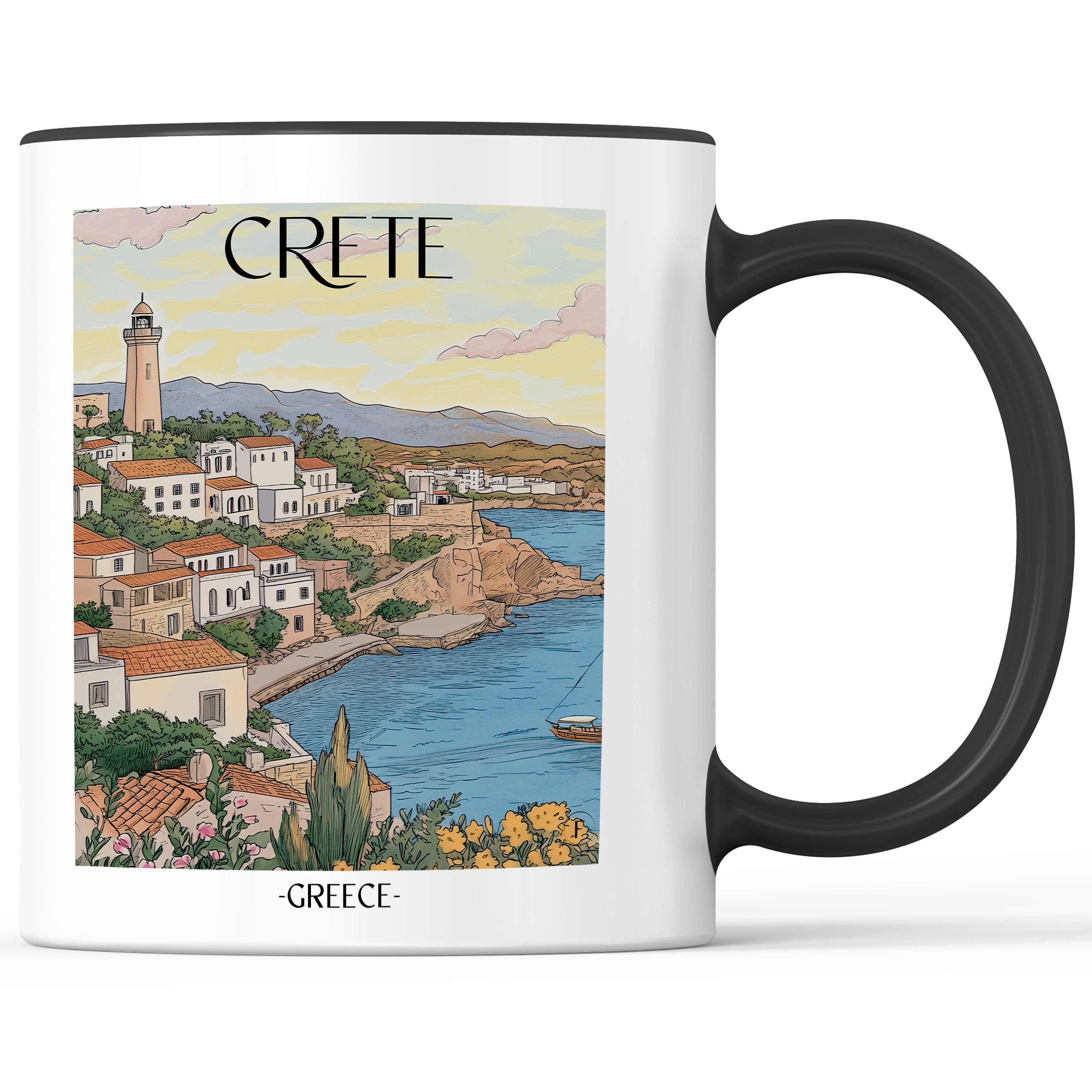 Kreta - Griechenland Becher - Kaffeetasse im Aquarell Stil - favplace