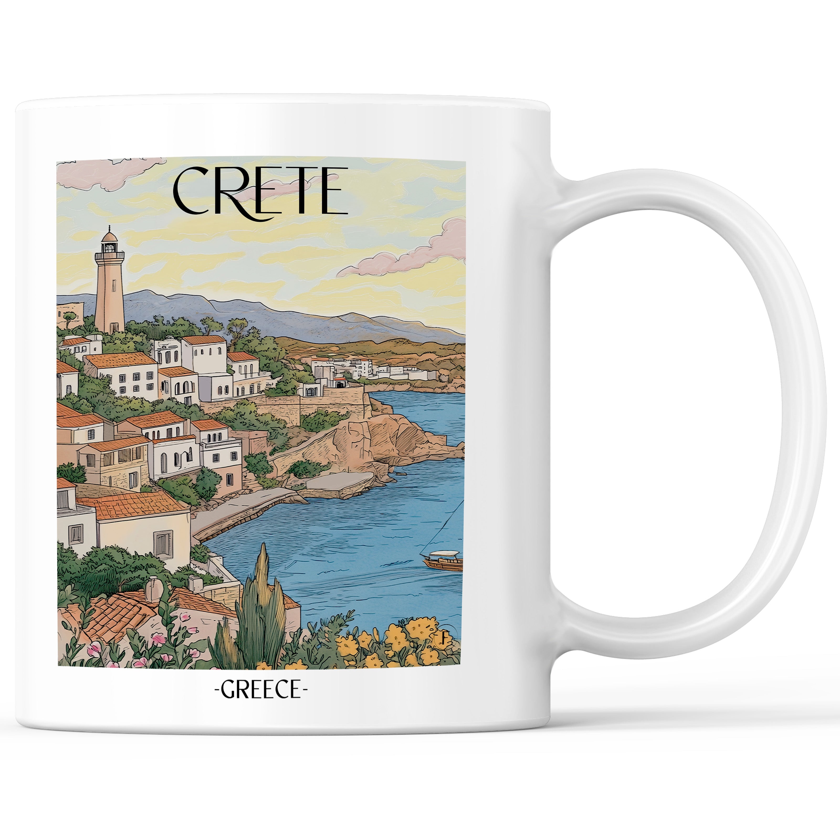 Kreta - Griechenland Becher - Kaffeetasse im Aquarell Stil - favplace