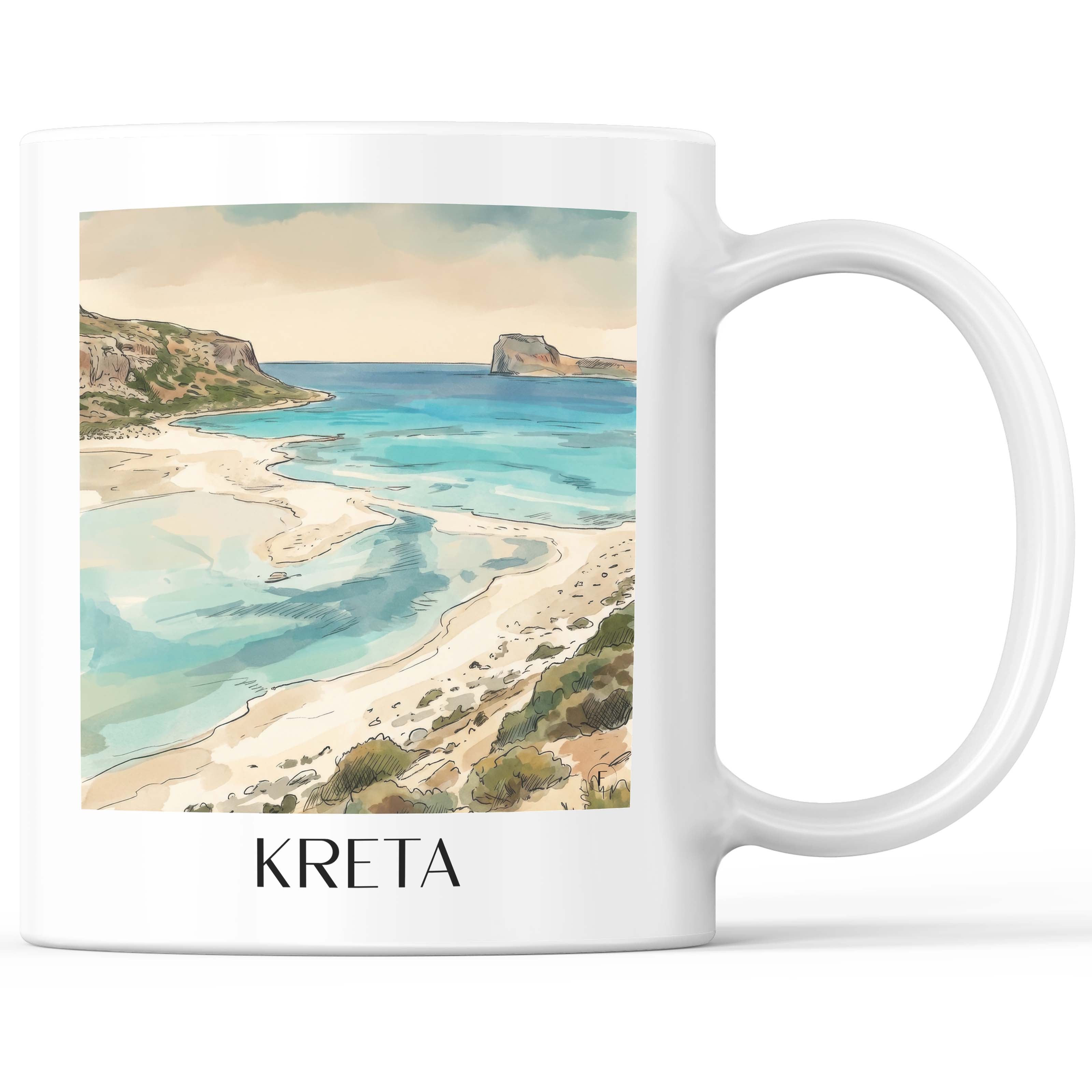 Kreta - Griechenland Becher - Kaffeetasse im Aquarell Stil - favplace