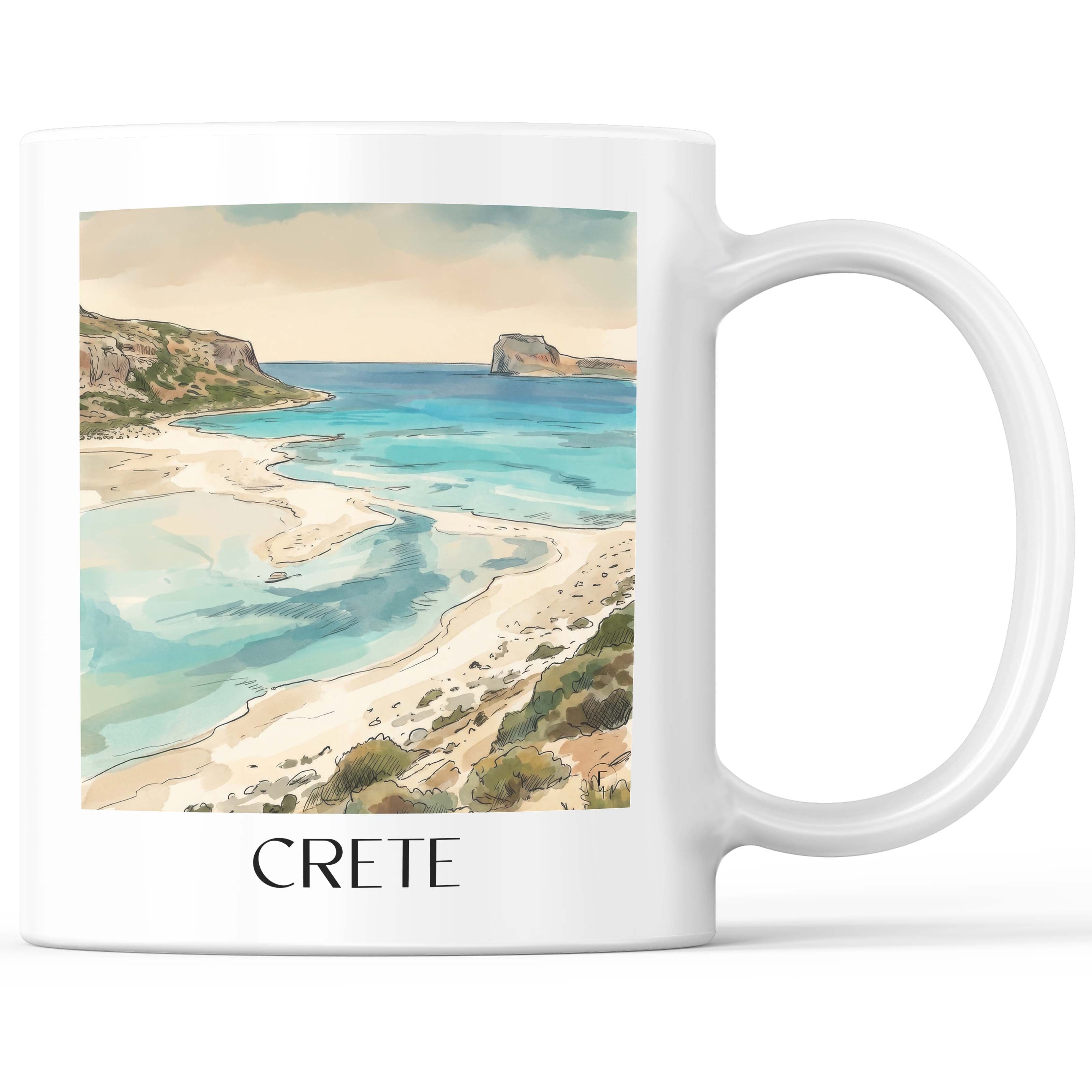 Kreta - Griechenland Becher - Kaffeetasse im Aquarell Stil - favplace