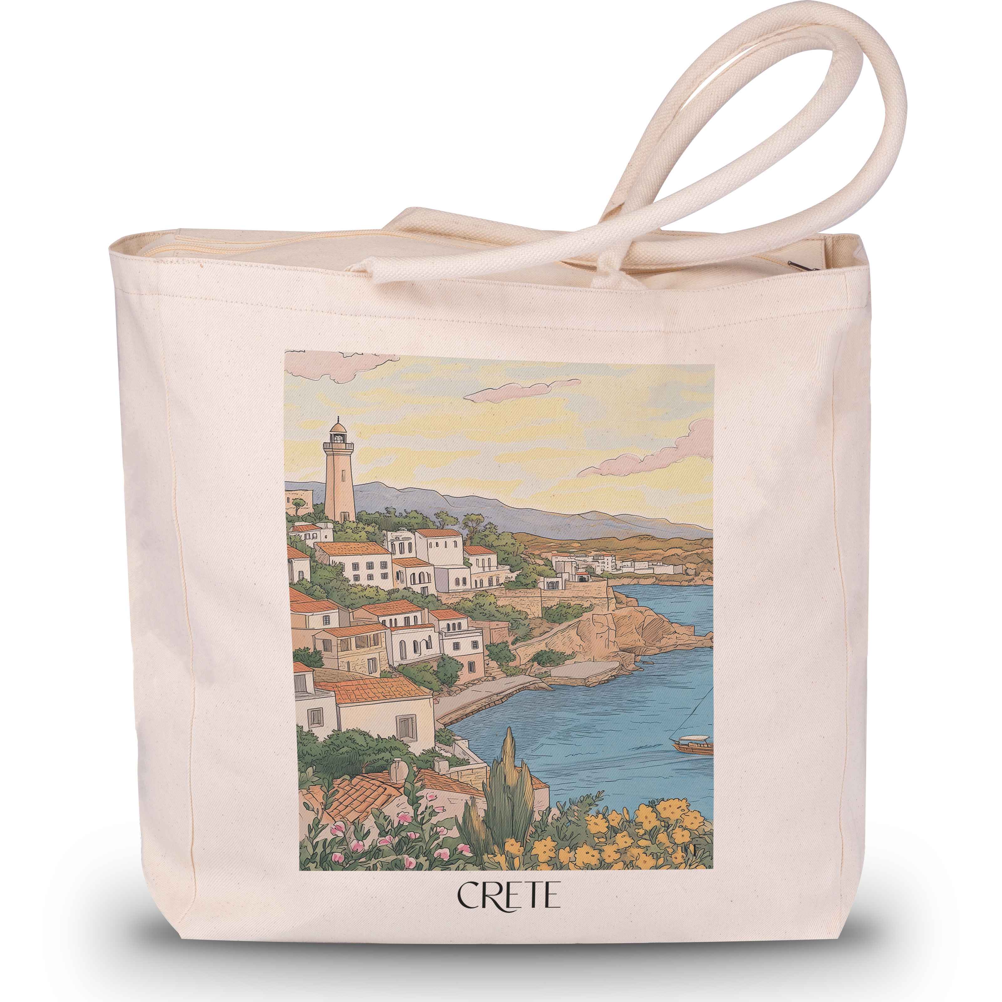 Kreta - Griechenland Tote Bag - Einkaufstasche im Aquarell Stil - favplace
