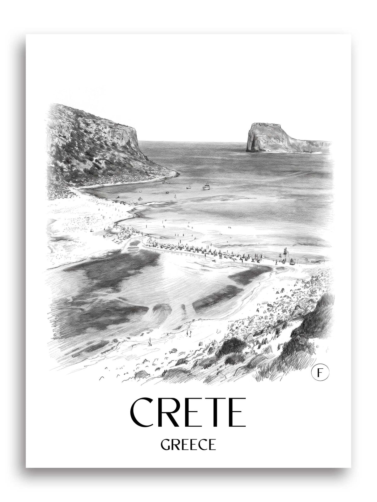 Kreta Poster - - Griechenland Kunstdruck - Zeichnung von A4 bis A1 - favplace