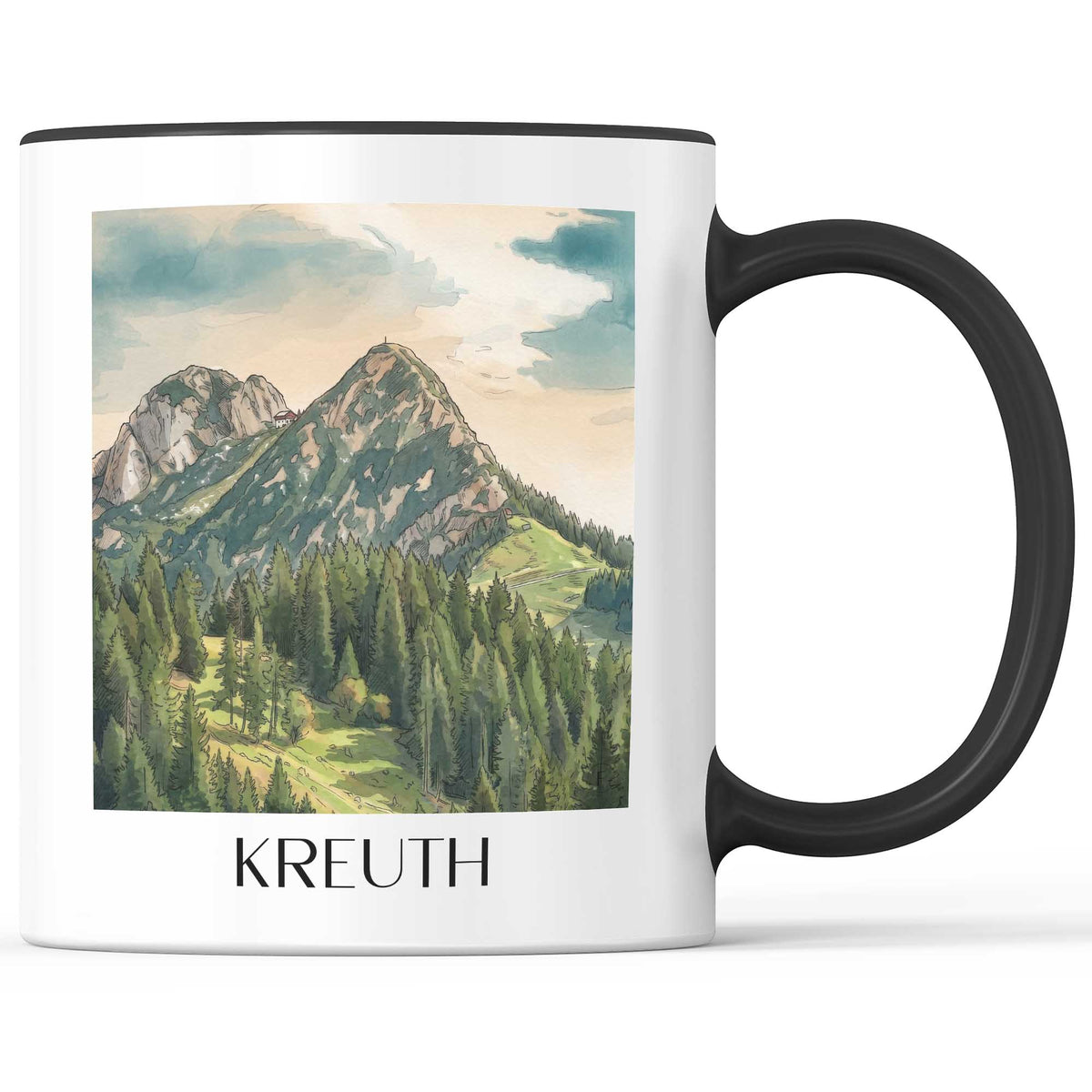 Kreuth Kaffeebecher - Tegernsee - Deutschland Becher - Kaffeetasse im Aquarell Stil - favplace