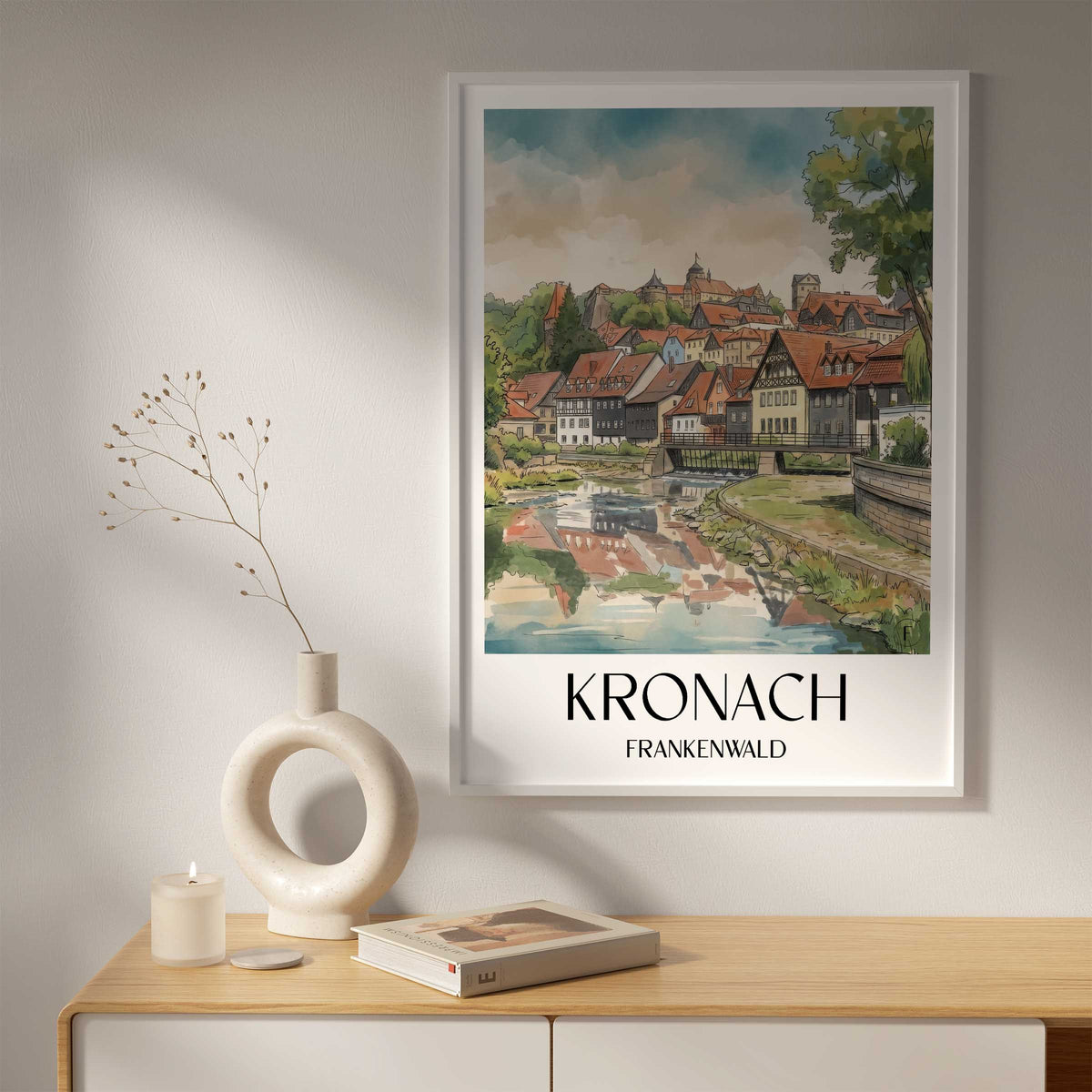 kronach-frankenwald-deutschland-poster-aquarell