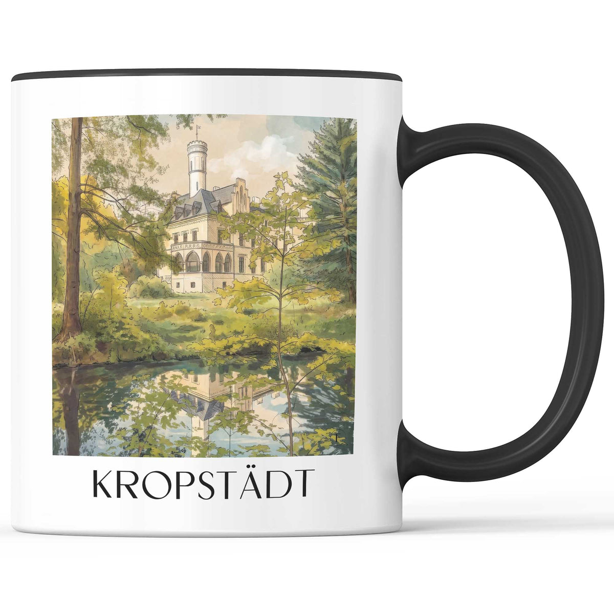 Kropstädt Kaffeebecher - Fläming - Deutschland Becher - Kaffeetasse im Aquarell Stil - favplace
