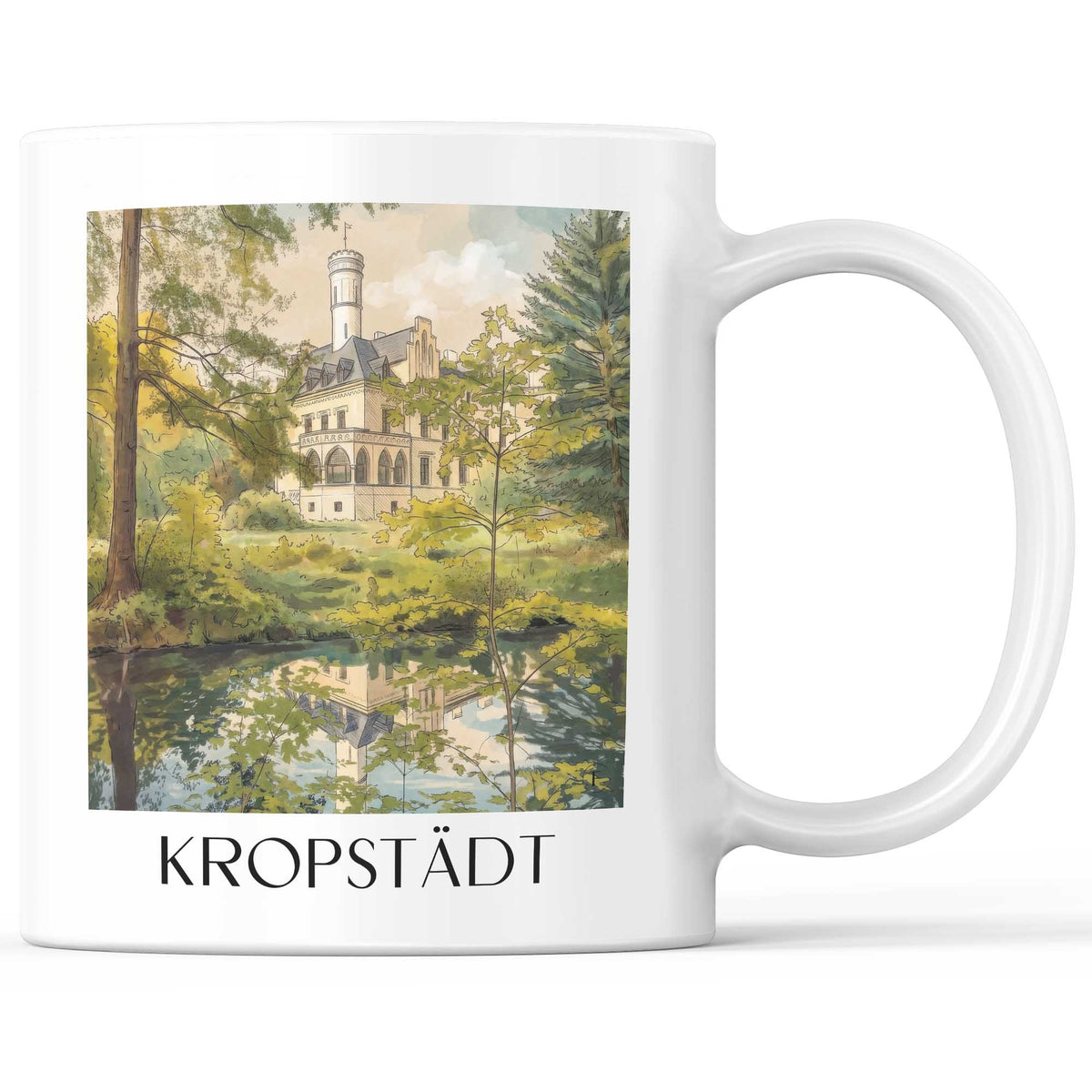 Kropstädt Kaffeebecher - Fläming - Deutschland Becher - Kaffeetasse im Aquarell Stil - favplace