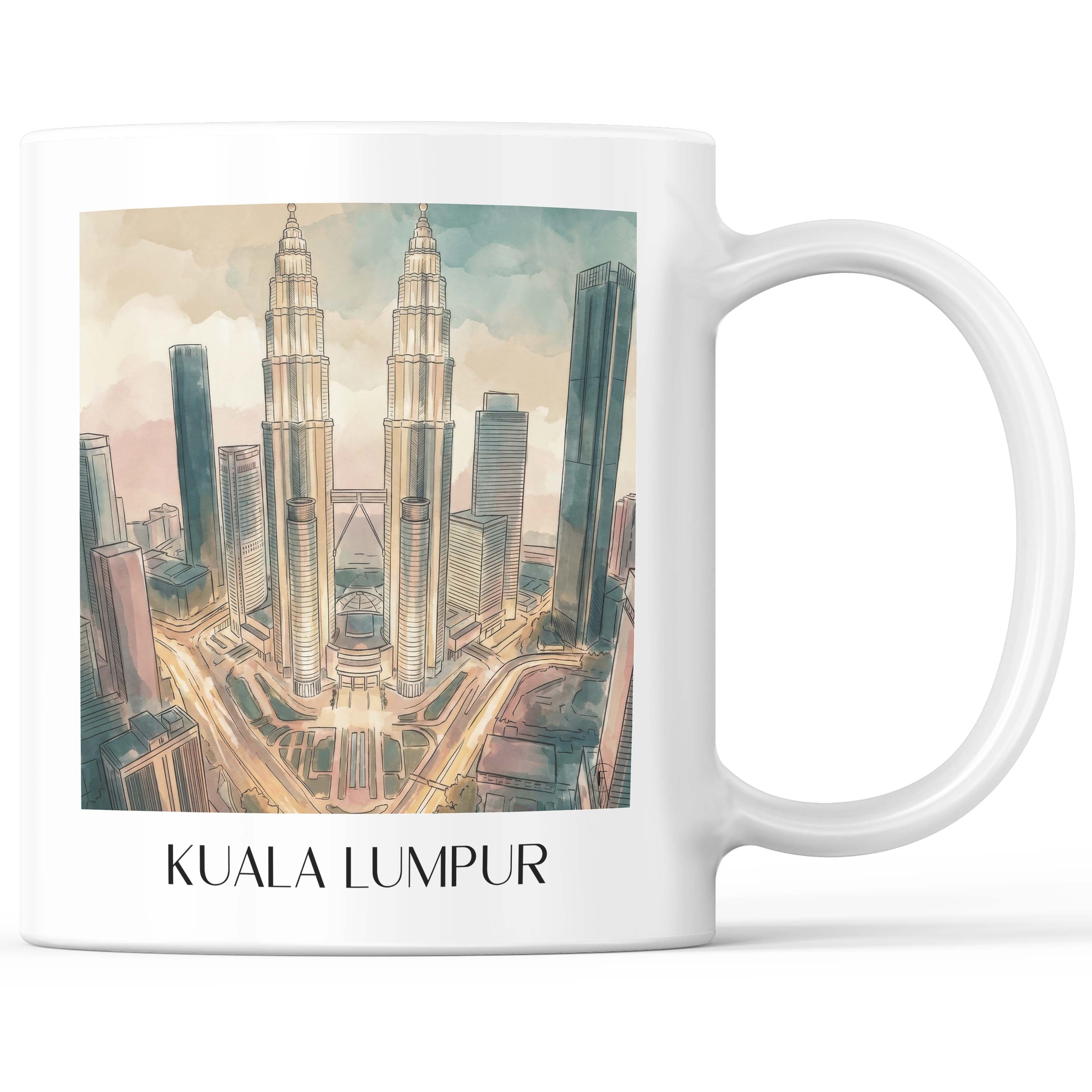 Kuala Lumpur - Malaysia Becher - Kaffeetasse im Aquarell Stil - favplace