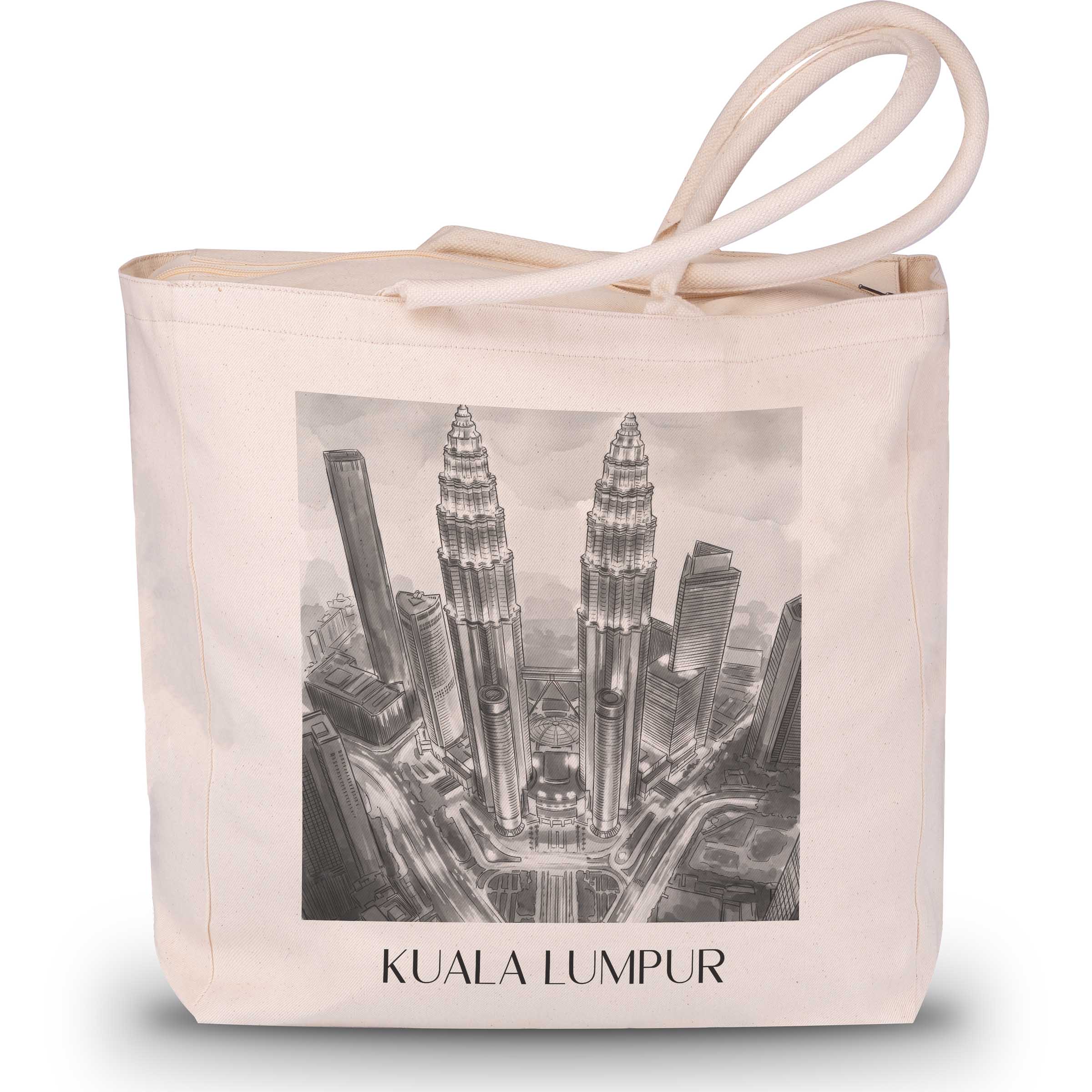 Kuala Lumpur - Malaysia Tote Bag - Einkaufstasche im Aquarell Schwarz-Weiß Stil - favplace