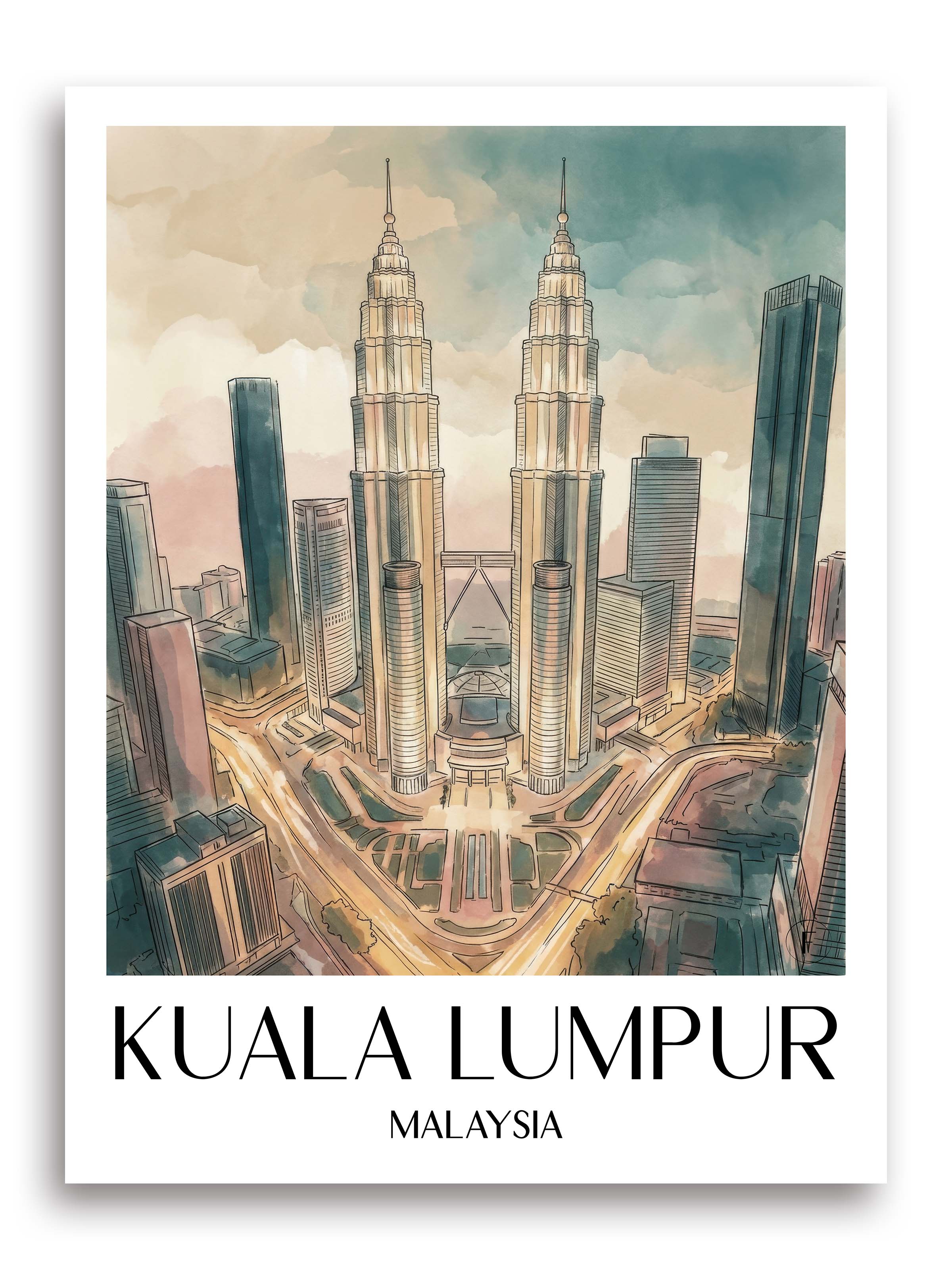 kuala-lumpur-malaysia-poster-aquarell