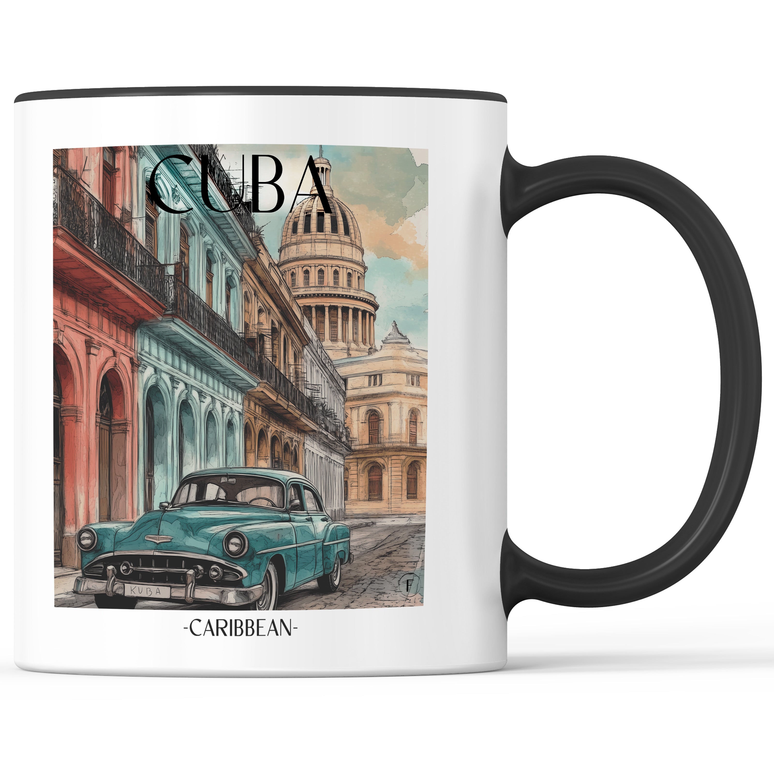 Kuba - Kuba Becher - Kaffeetasse im Aquarell Stil - favplace