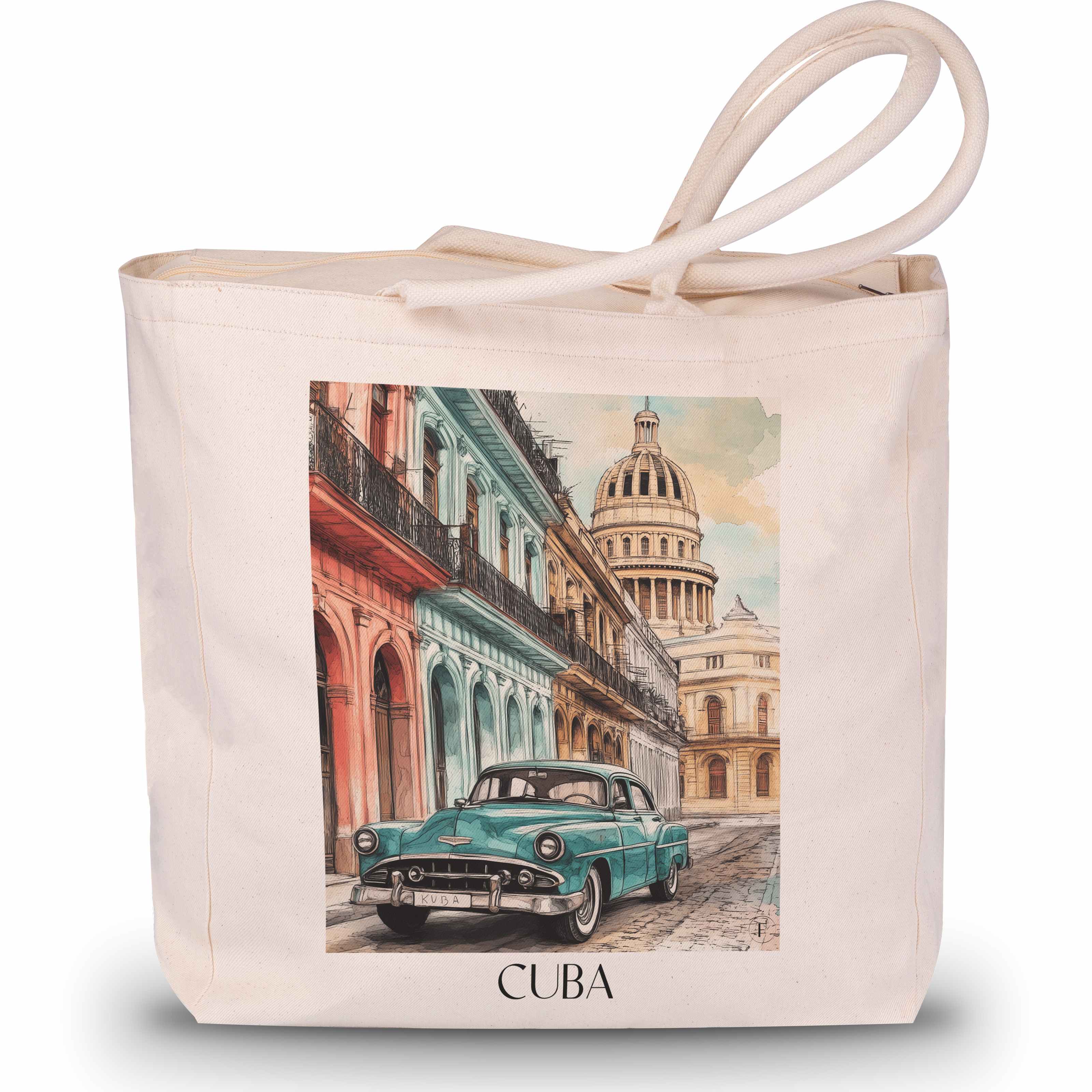 Kuba - Kuba Tote Bag - Einkaufstasche im Aquarell Stil - favplace