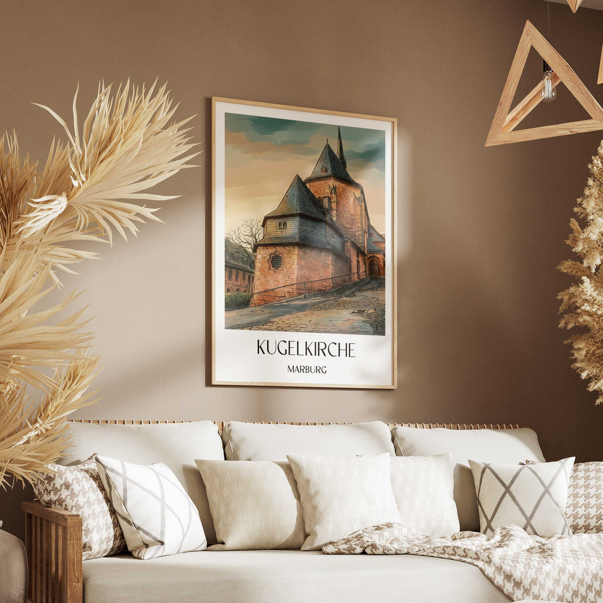 kugelkirche-marburg-deutschland-poster-aquarell
