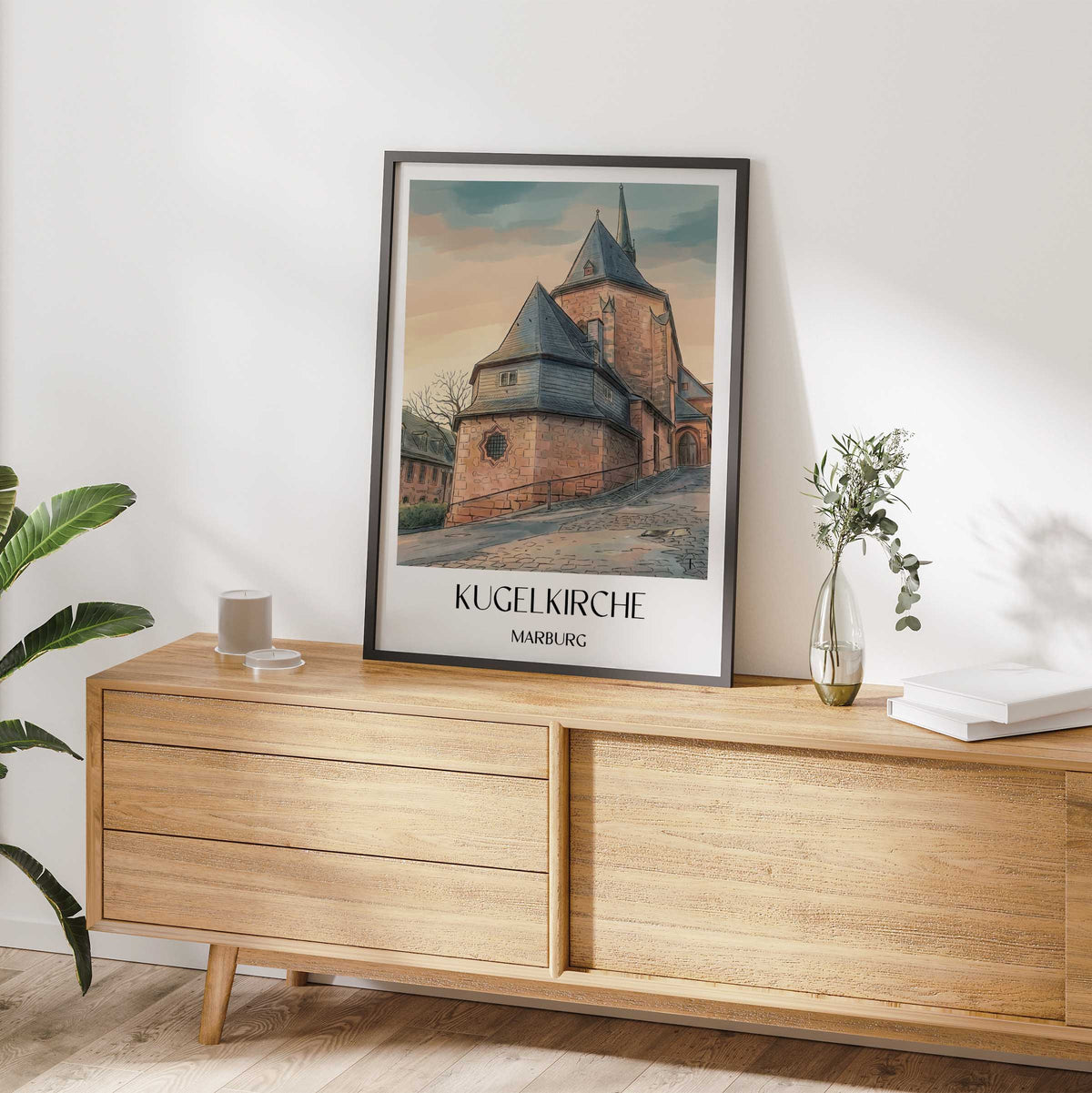kugelkirche-marburg-deutschland-poster-aquarell