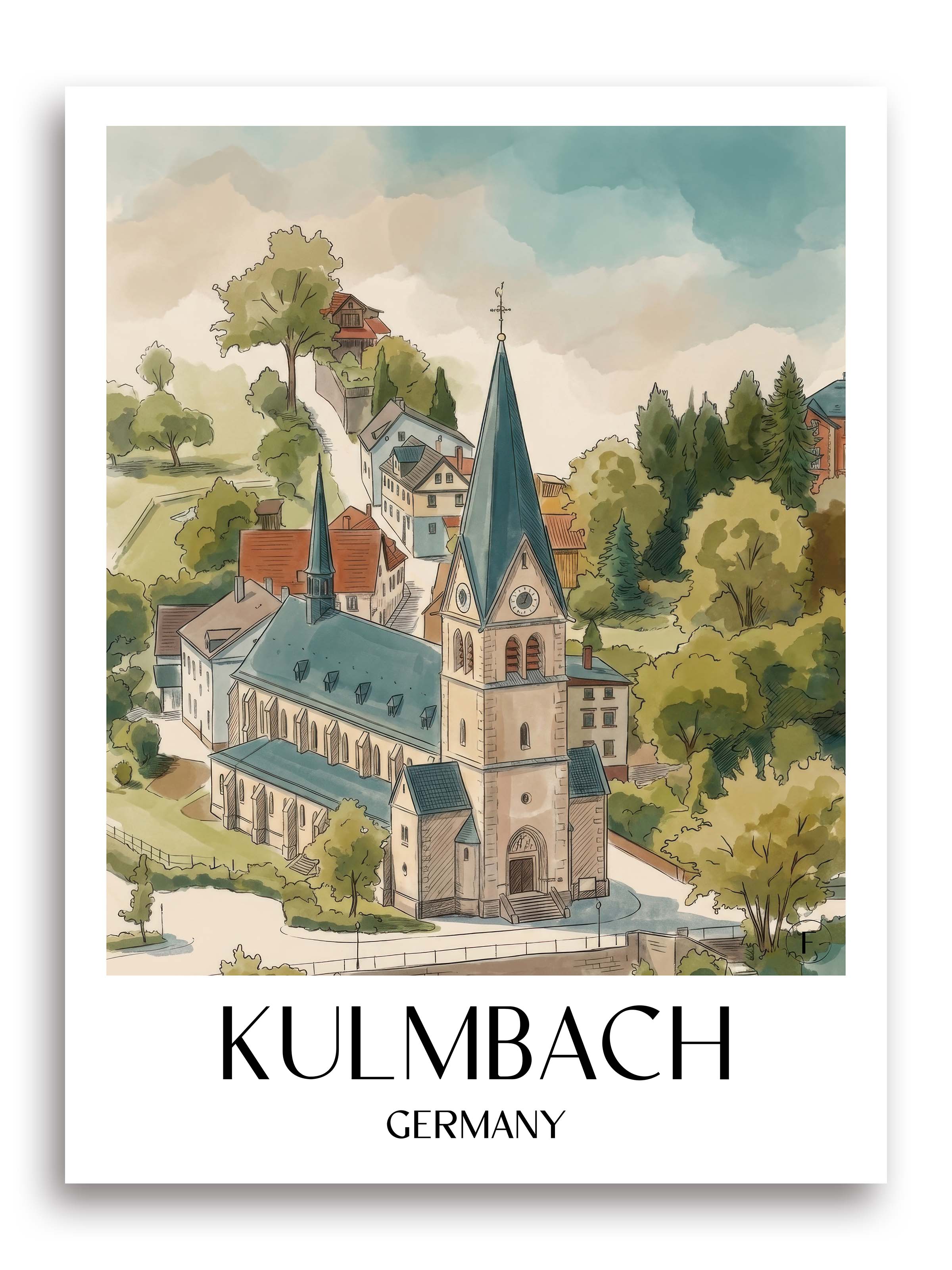 Kulmbach Poster - - Deutschland Kunstdruck - Aquarell von A4 bis A1 - favplace