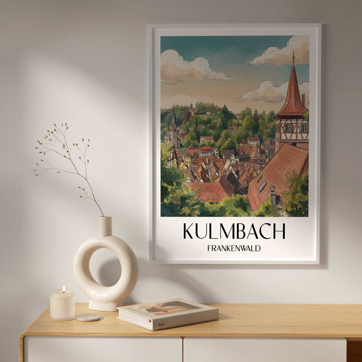 kulmbach-frankenwald-deutschland-poster-aquarell