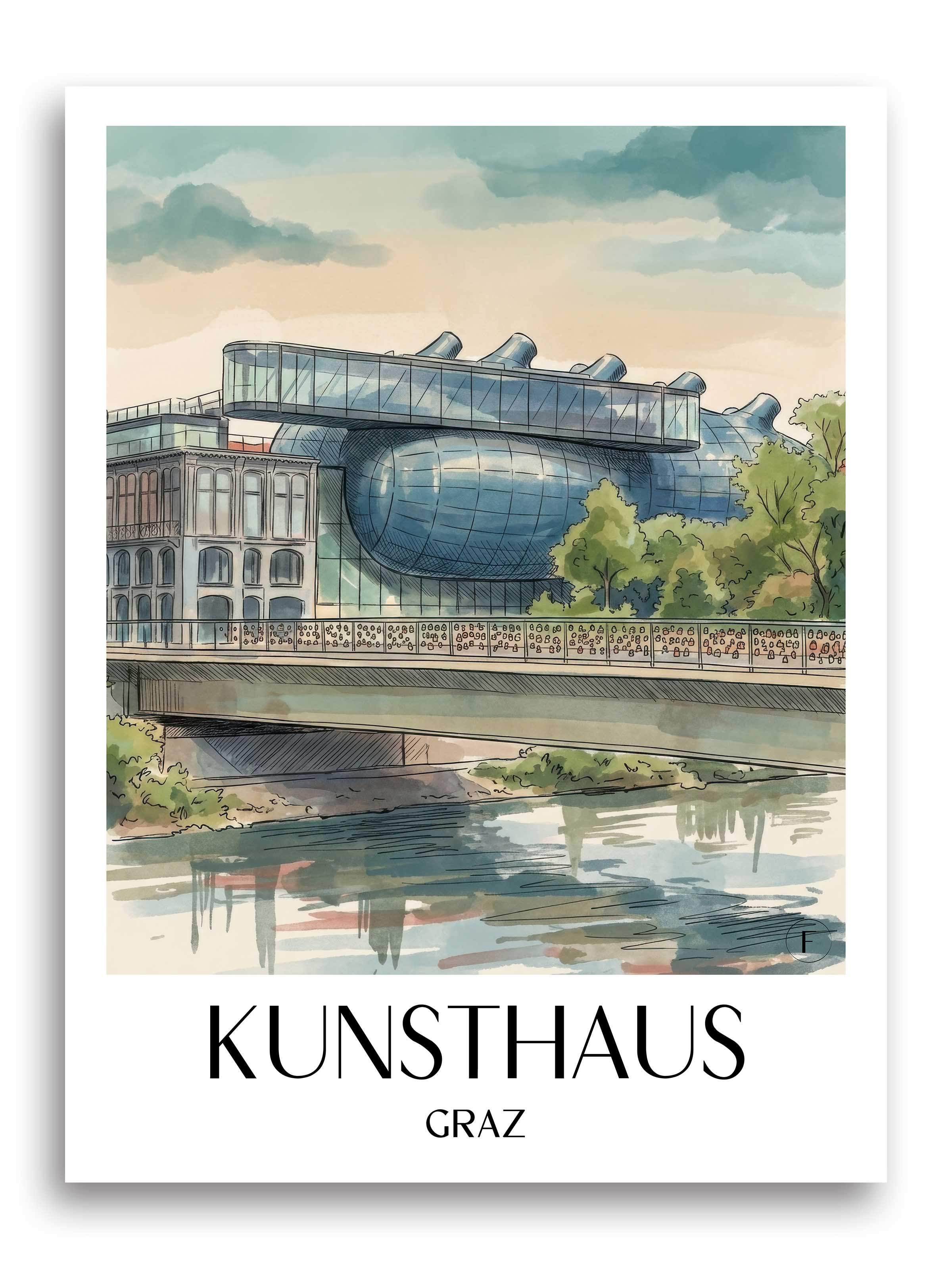 kunsthaus-graz-österreich-poster-aquarell