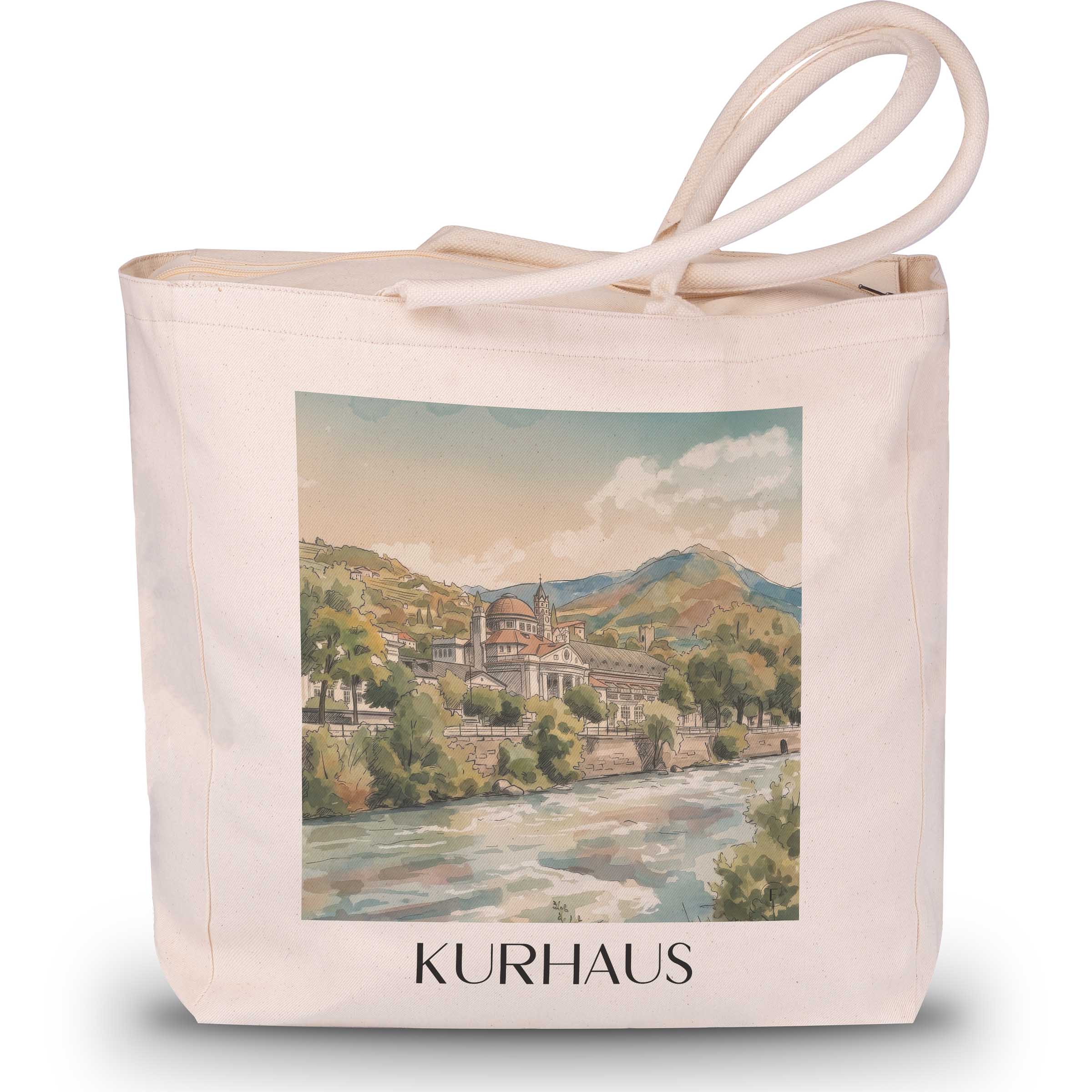 kurhaus--meran-italien-einkaufstasche-aquarell