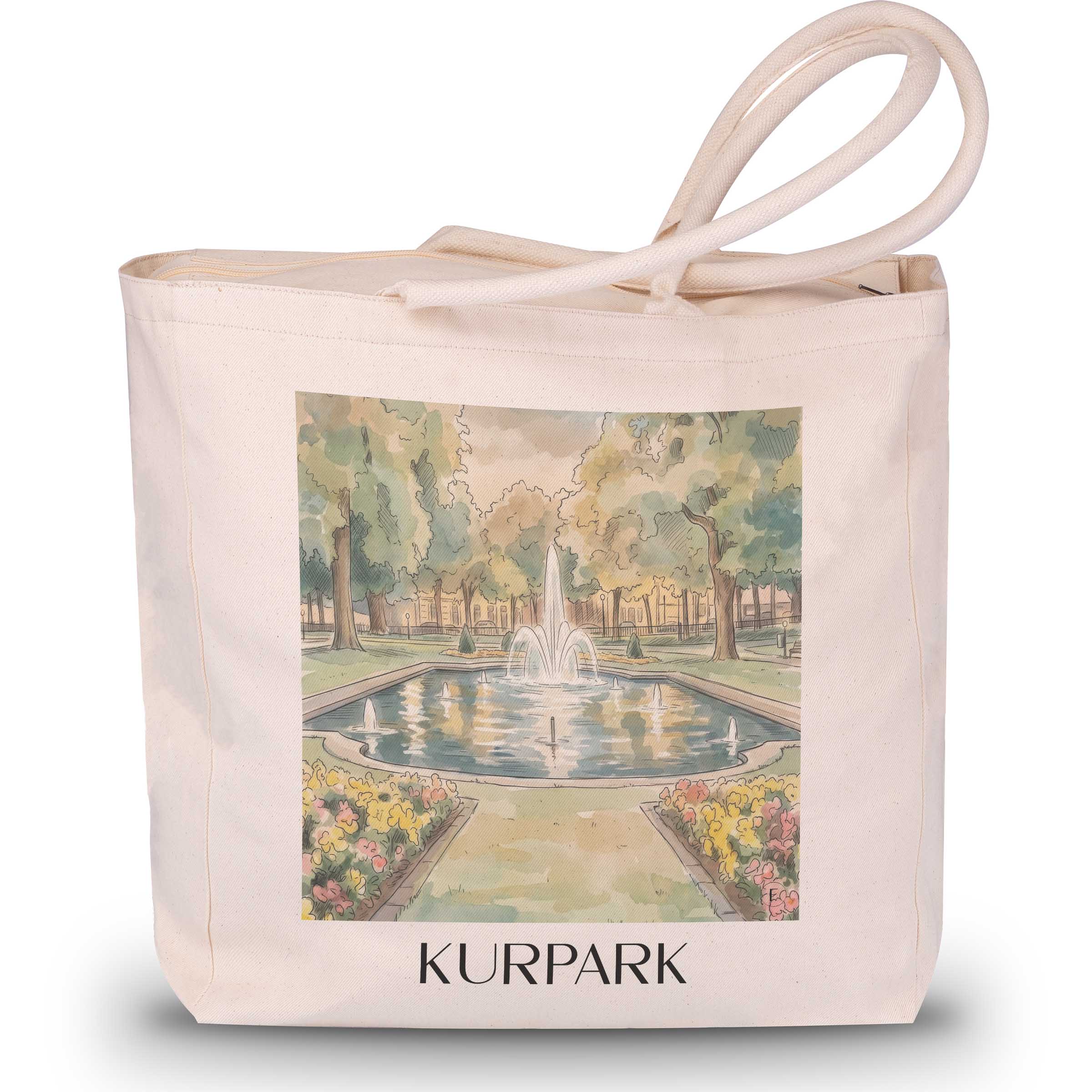 Kurpark Shopping Tasche - Aachen - Deutschland Tote Bag - Einkaufstasche im Aquarell Stil - favplace