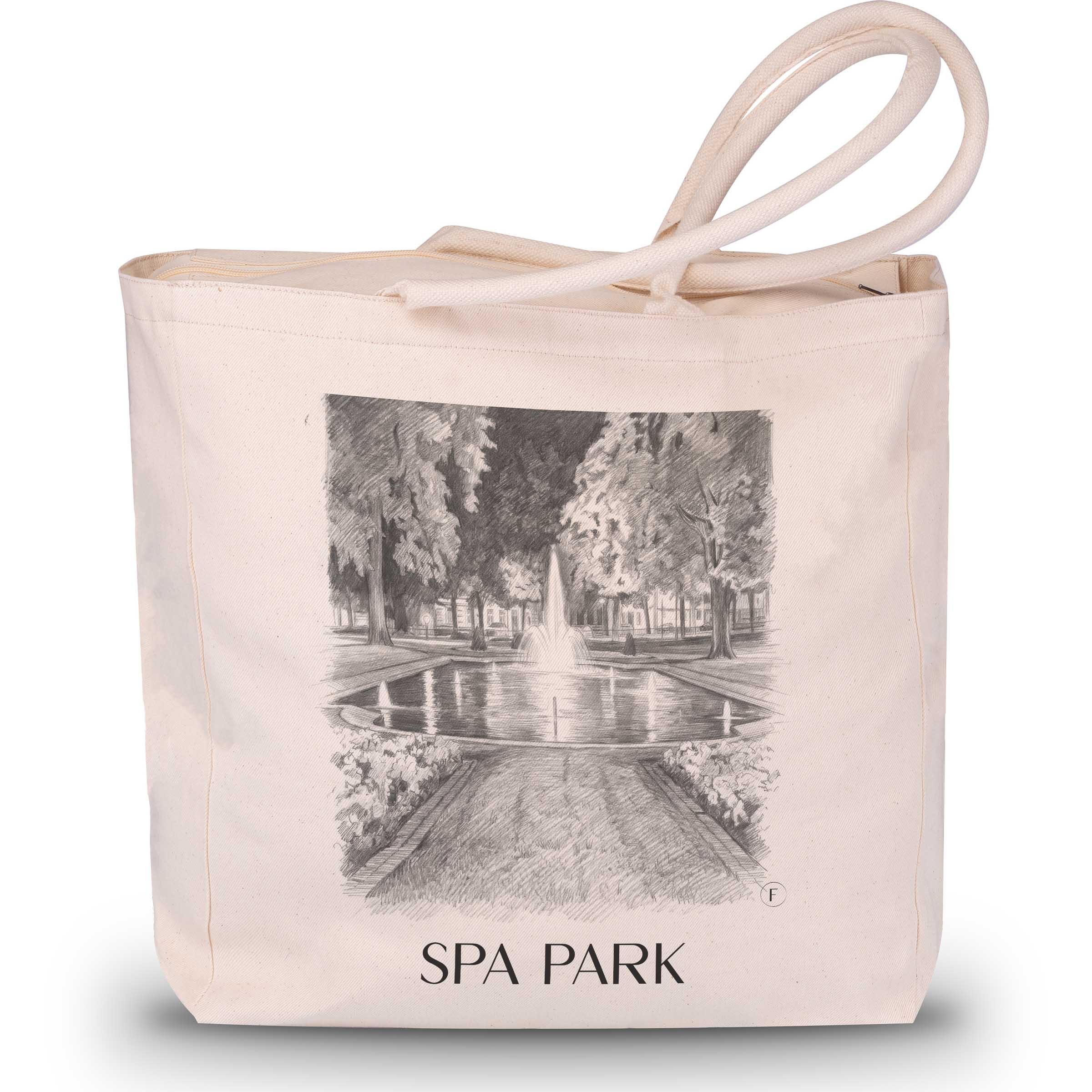 Kurpark Shopping Tasche - Aachen - Deutschland Tote Bag - Einkaufstasche im Zeichnung Stil
