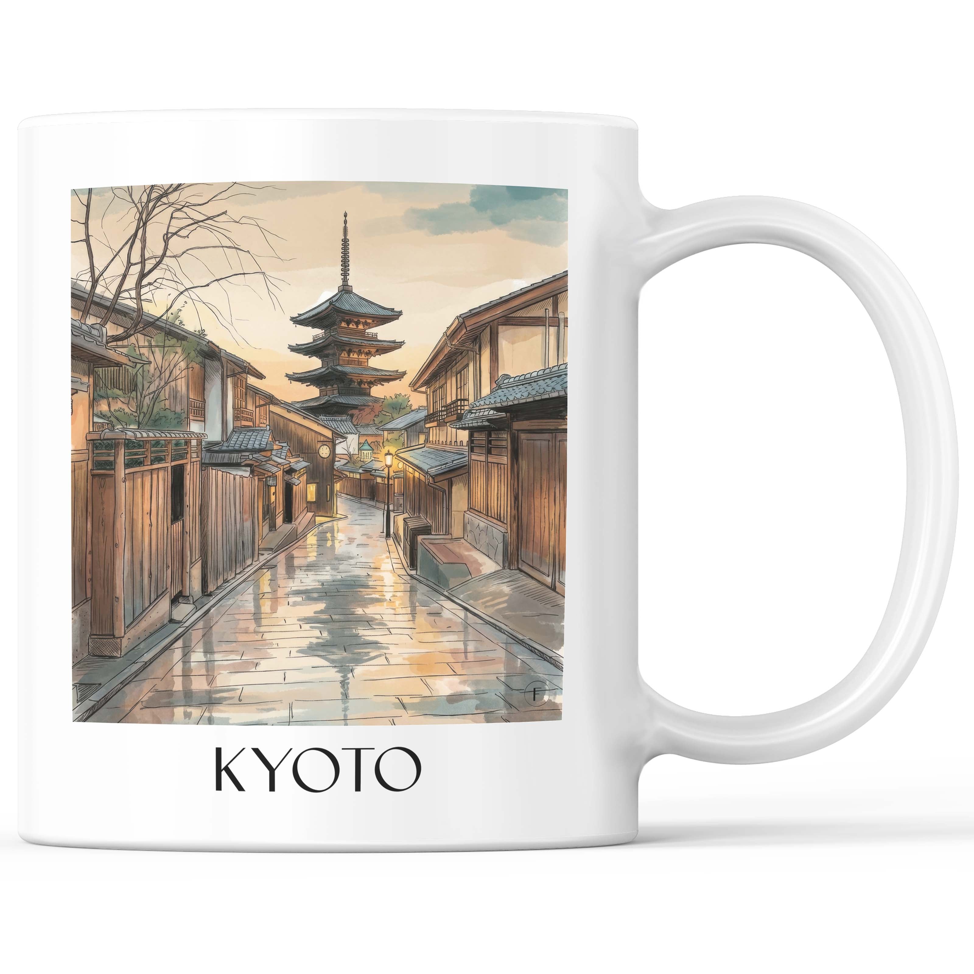 Kyoto - Japan Becher - Kaffeetasse im Aquarell Stil - favplace