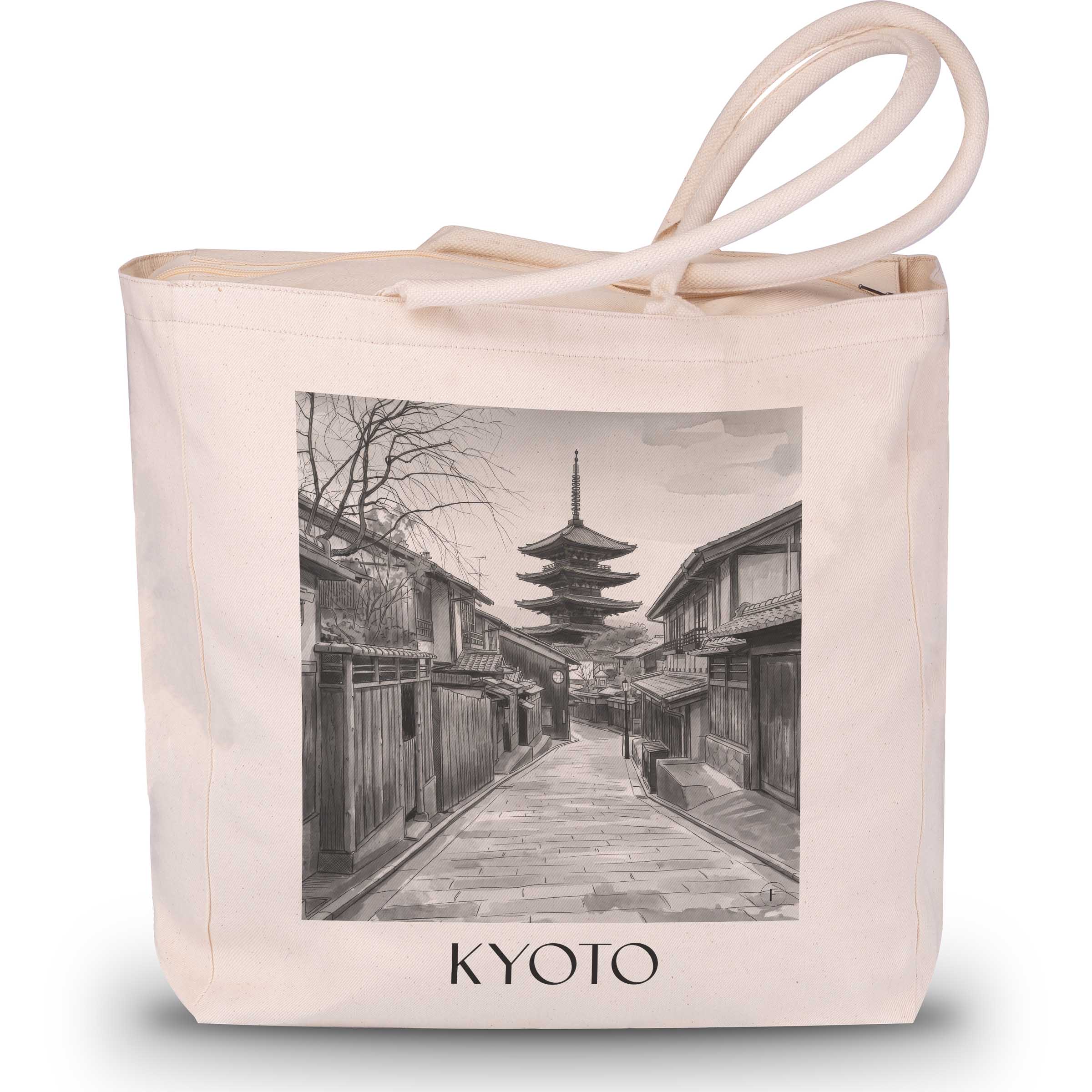 kyoto-japan-einkaufstasche-aquarell-schwarz-weiss