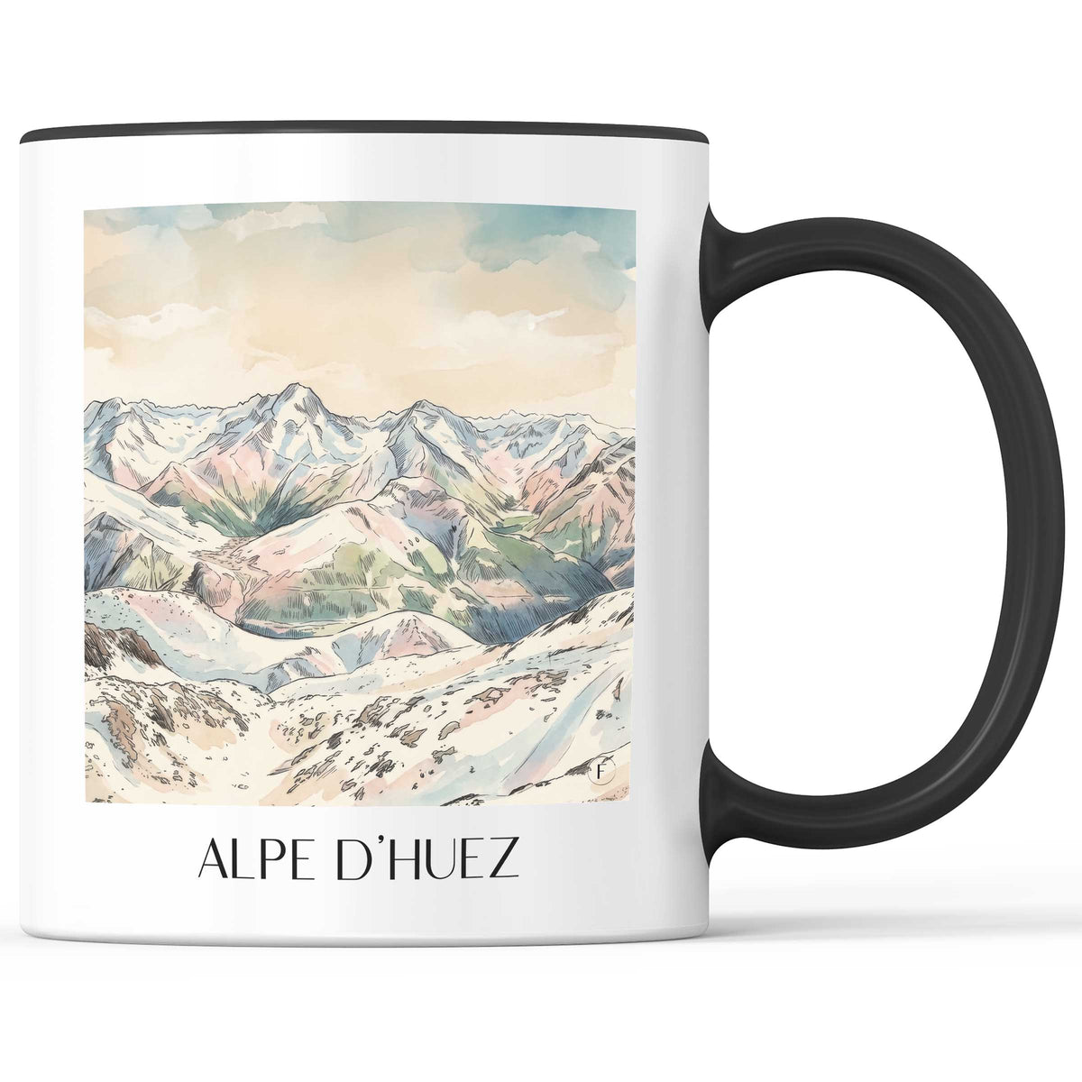 L'Alpe d'Huez Kaffeebecher - Oisans - Frankreich Becher - Kaffeetasse im Aquarell Stil - favplace