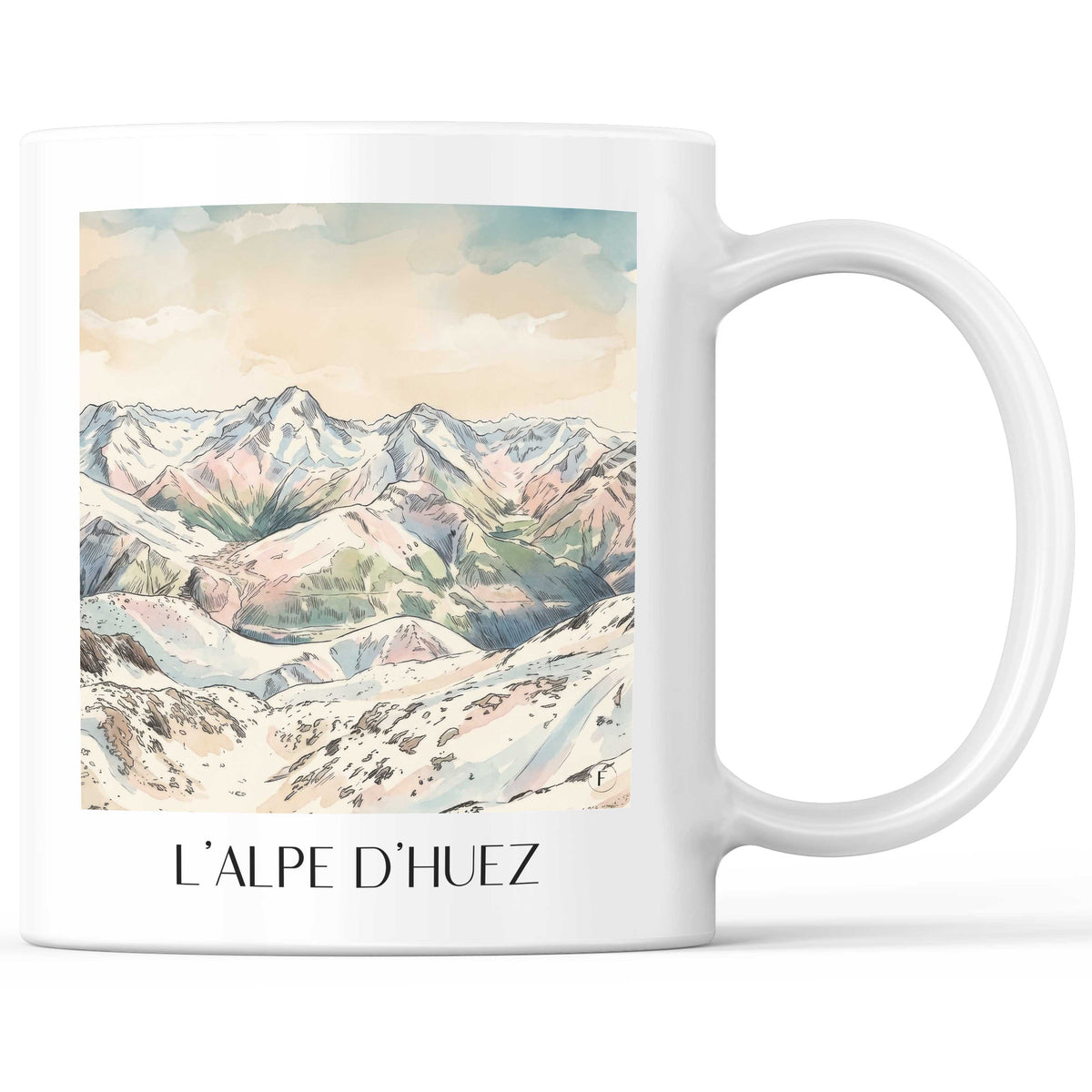 L'Alpe d'Huez Kaffeebecher - Oisans - Frankreich Becher - Kaffeetasse im Aquarell Stil - favplace