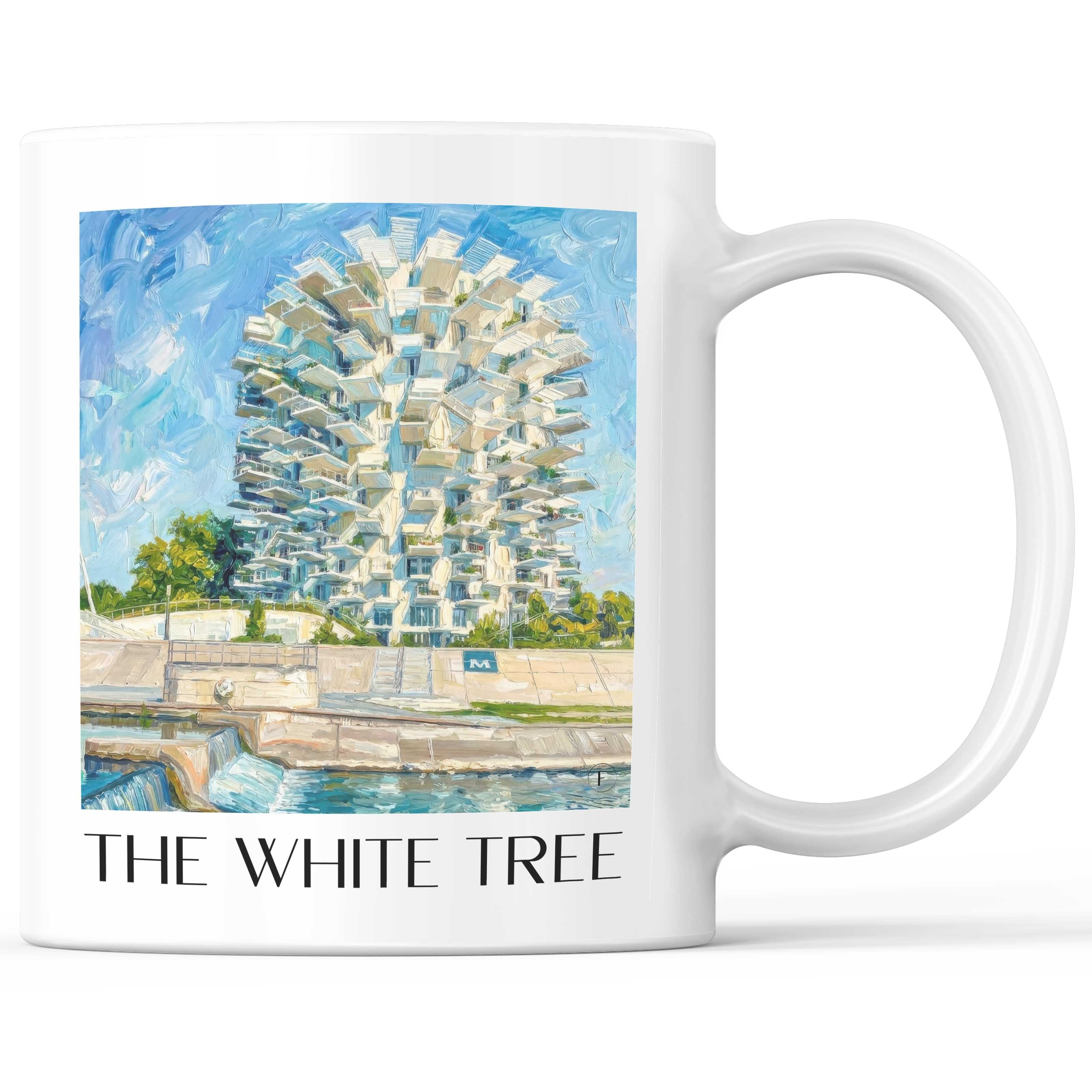 L'Arbre Blanc Kaffeebecher - Montpellier - Frankreich Becher - Kaffeetasse im Ölgemälde Stil - favplace