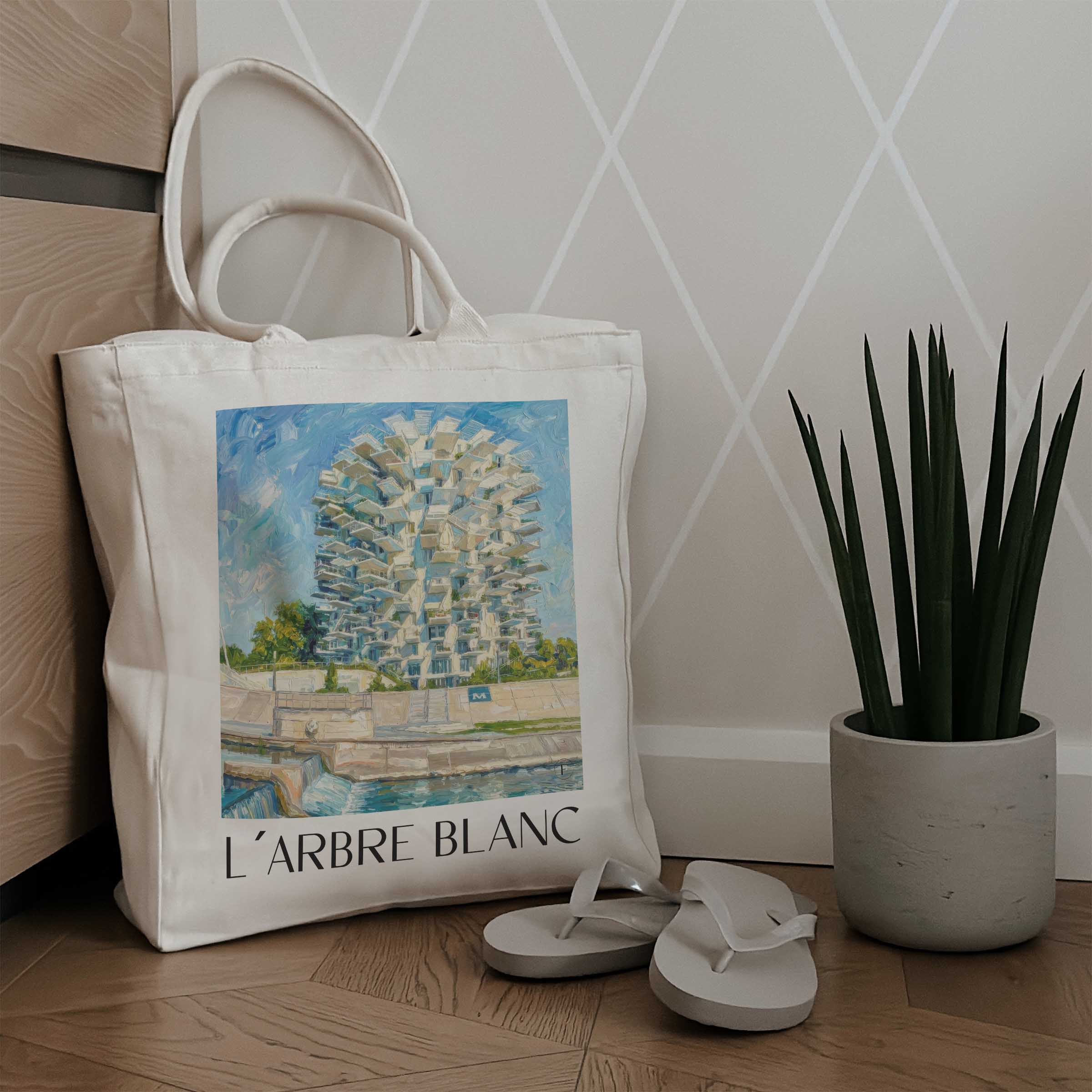 l'arbre-blanc-montpellier-frankreich-einkaufstasche-oil-painting-oelgemaelde