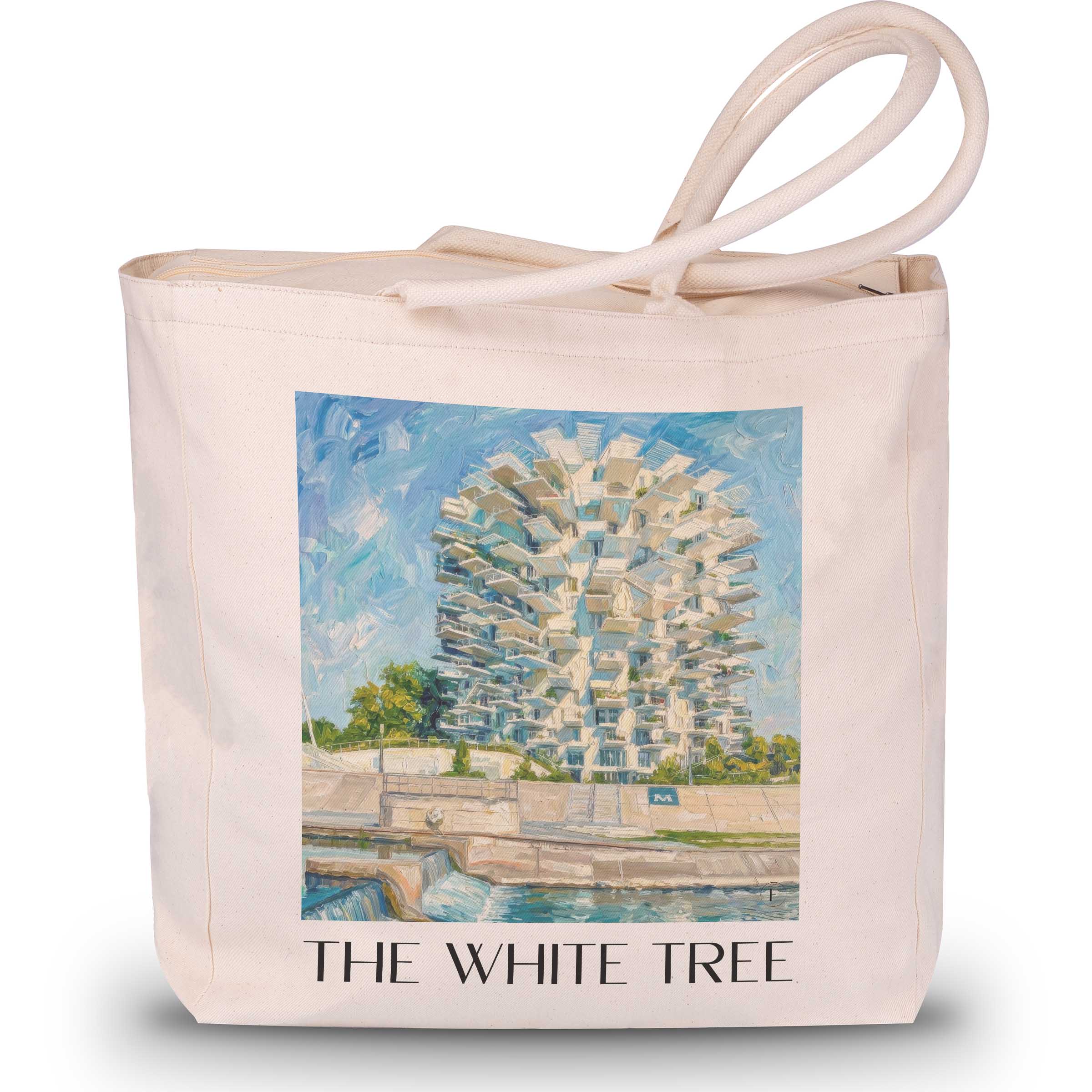L'Arbre Blanc Shopping Tasche - Montpellier - Frankreich Tote Bag - Einkaufstasche im ĂlgemĂ€lde Stil - favplace