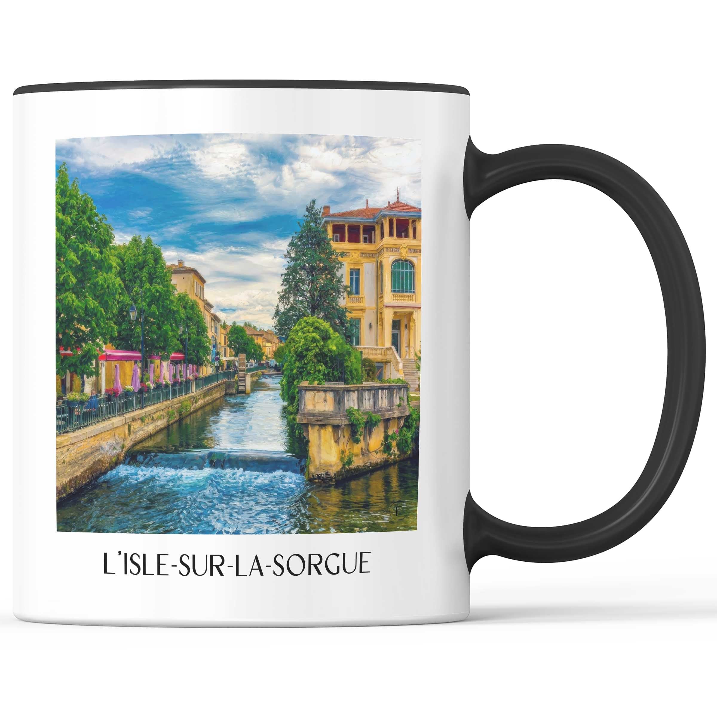 L'Isle-sur-la-Sorgue Kaffeebecher - Roussilon - Frankreich Becher - Kaffeetasse im Ölgemälde Stil - favplace